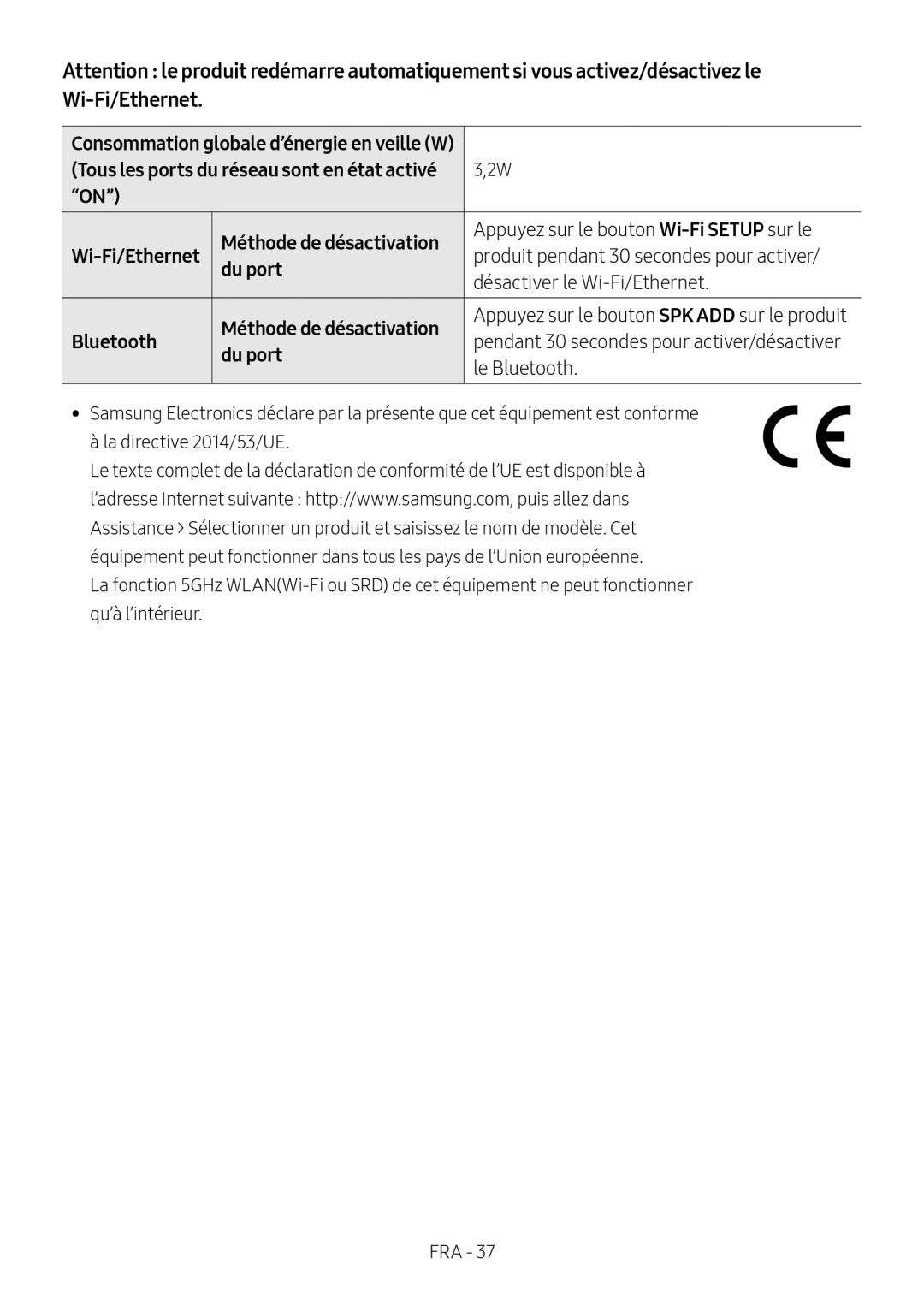 Samsung HW-MS550/ZG, HW-MS550/EN Appuyez sur le bouton SPK ADD sur le produit, Pendant 30 secondes pour activer/désactiver 