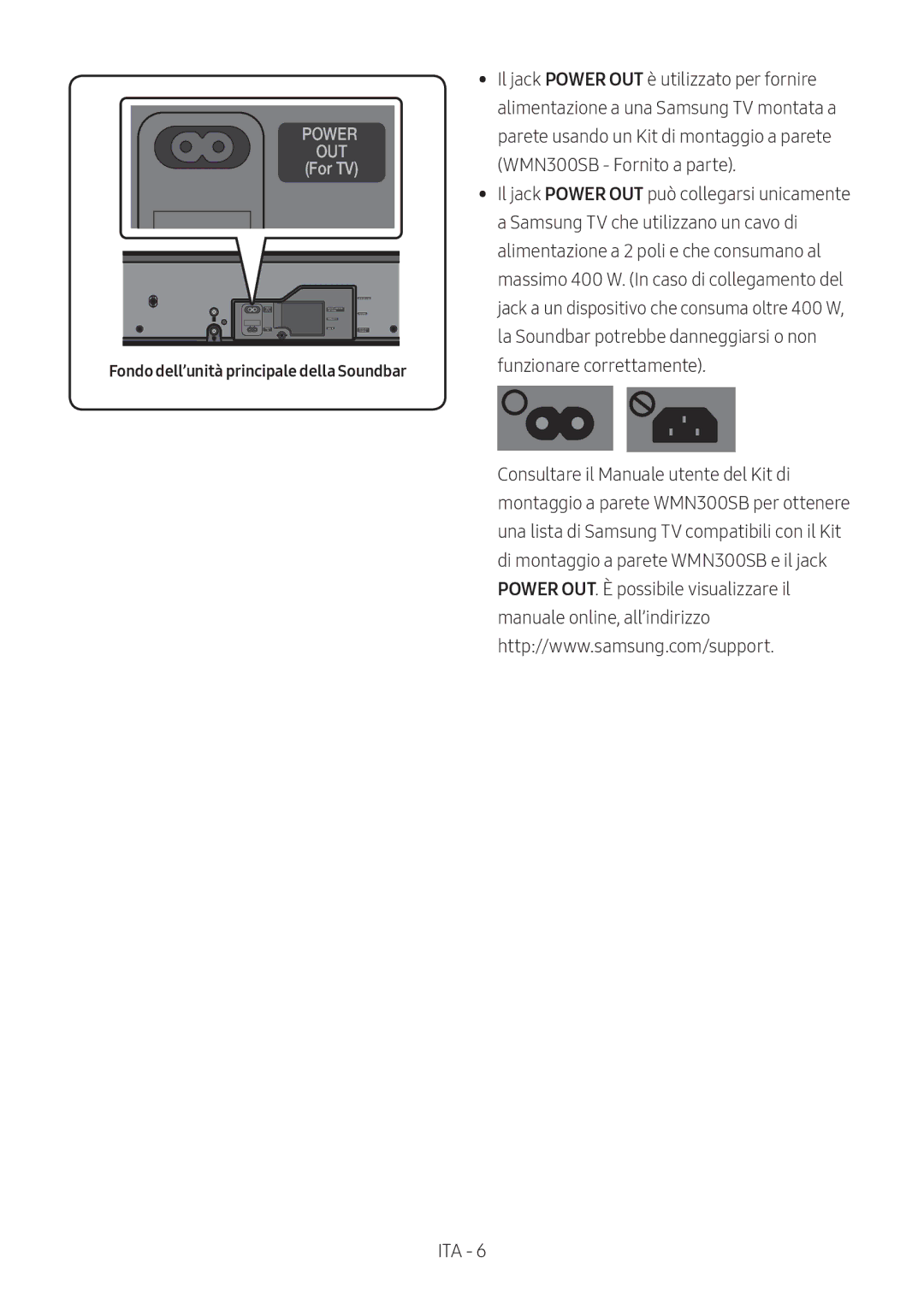 Samsung HW-MS550/ZG, HW-MS550/EN manual Fondo dell’unità principale della Soundbar 