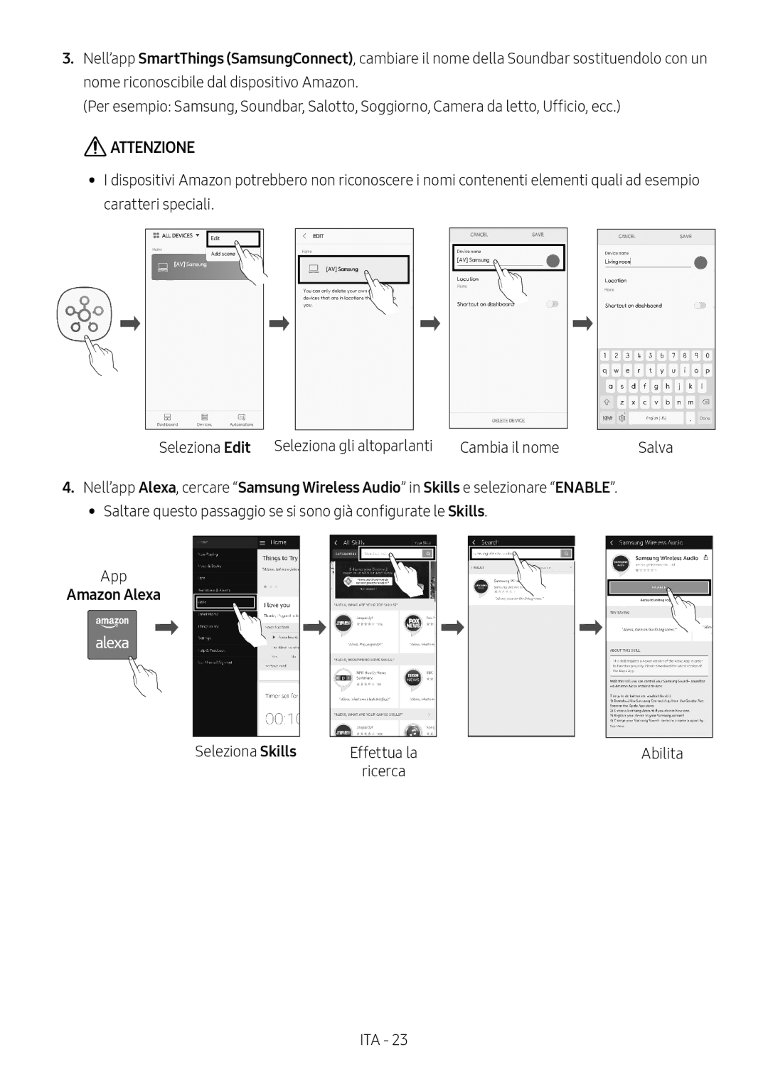 Samsung HW-MS550/EN, HW-MS550/ZG manual Attenzione, Ricerca 