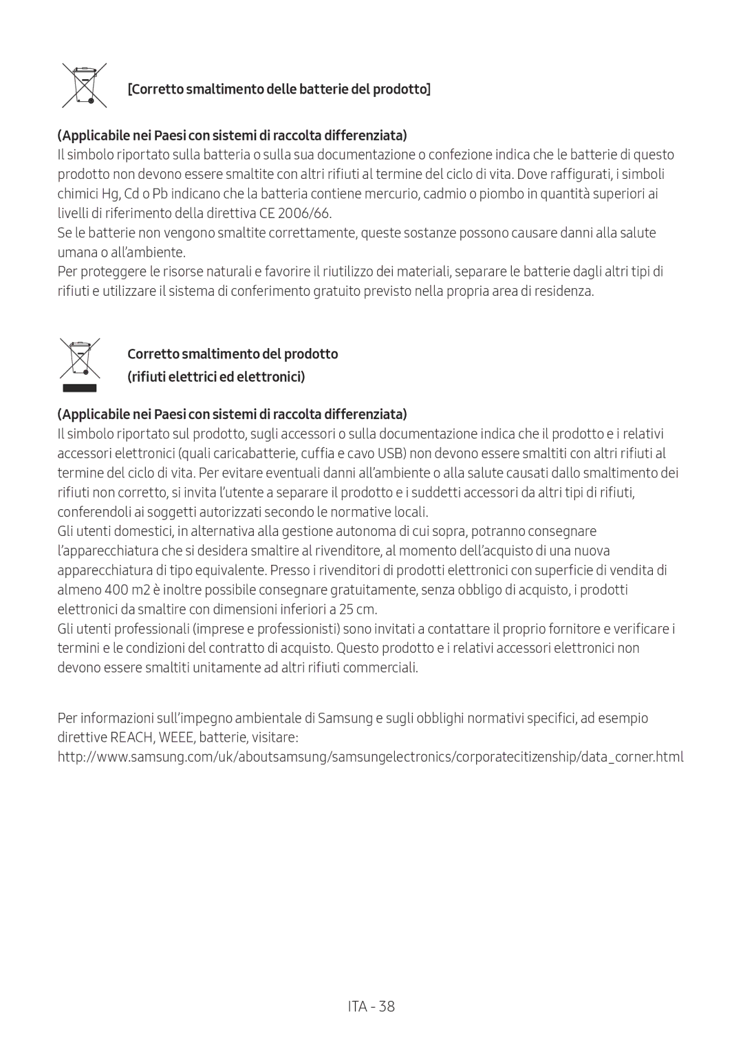 Samsung HW-MS550/ZG, HW-MS550/EN manual Applicabile nei Paesi con sistemi di raccolta differenziata 