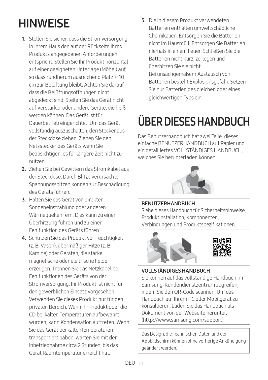 Samsung HW-MS550/EN, HW-MS550/ZG manual Hinweise, Benutzerhandbuch, Vollständiges Handbuch 