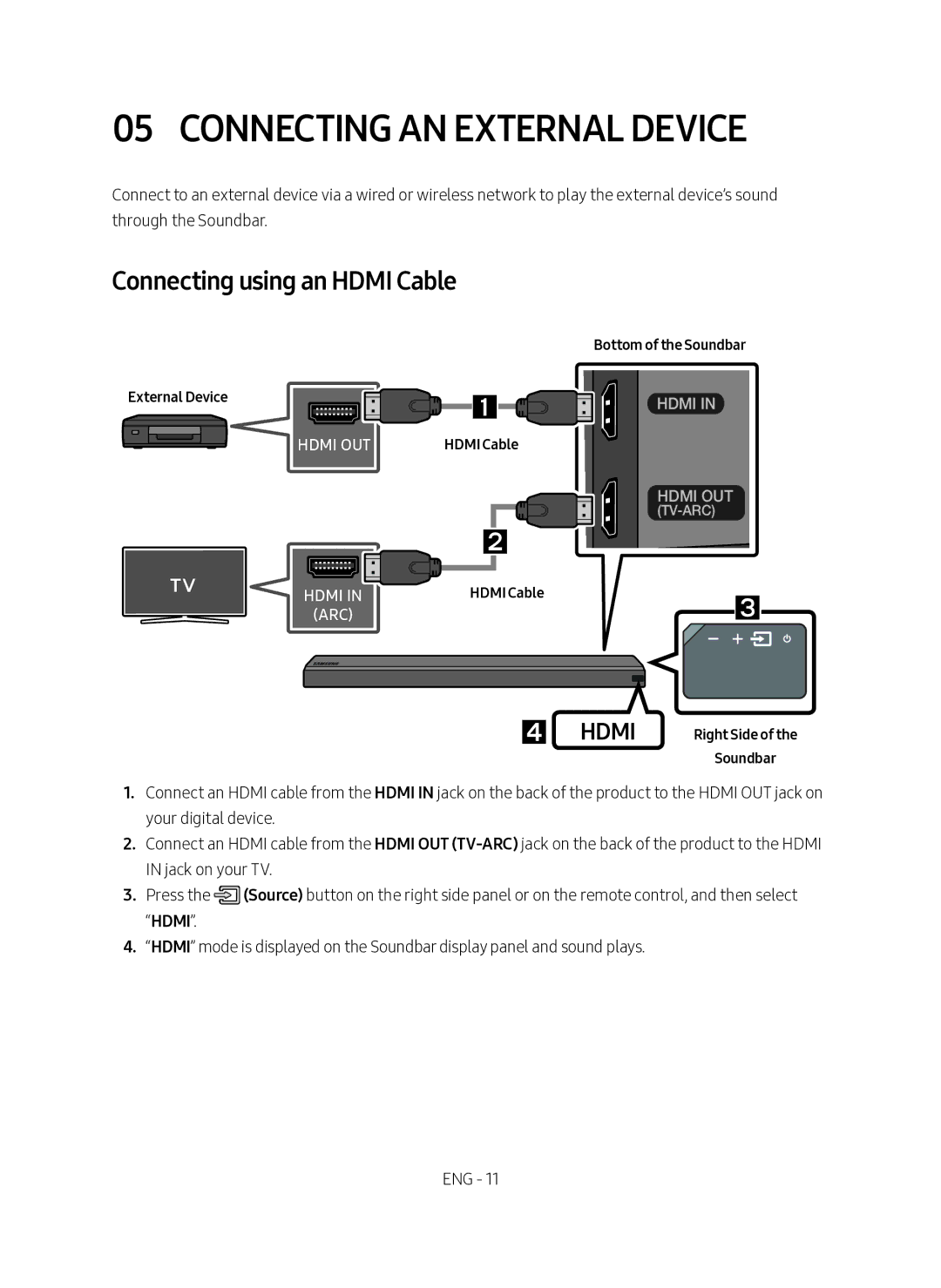 Samsung HW-MS550/SQ manual Connecting an External Device 