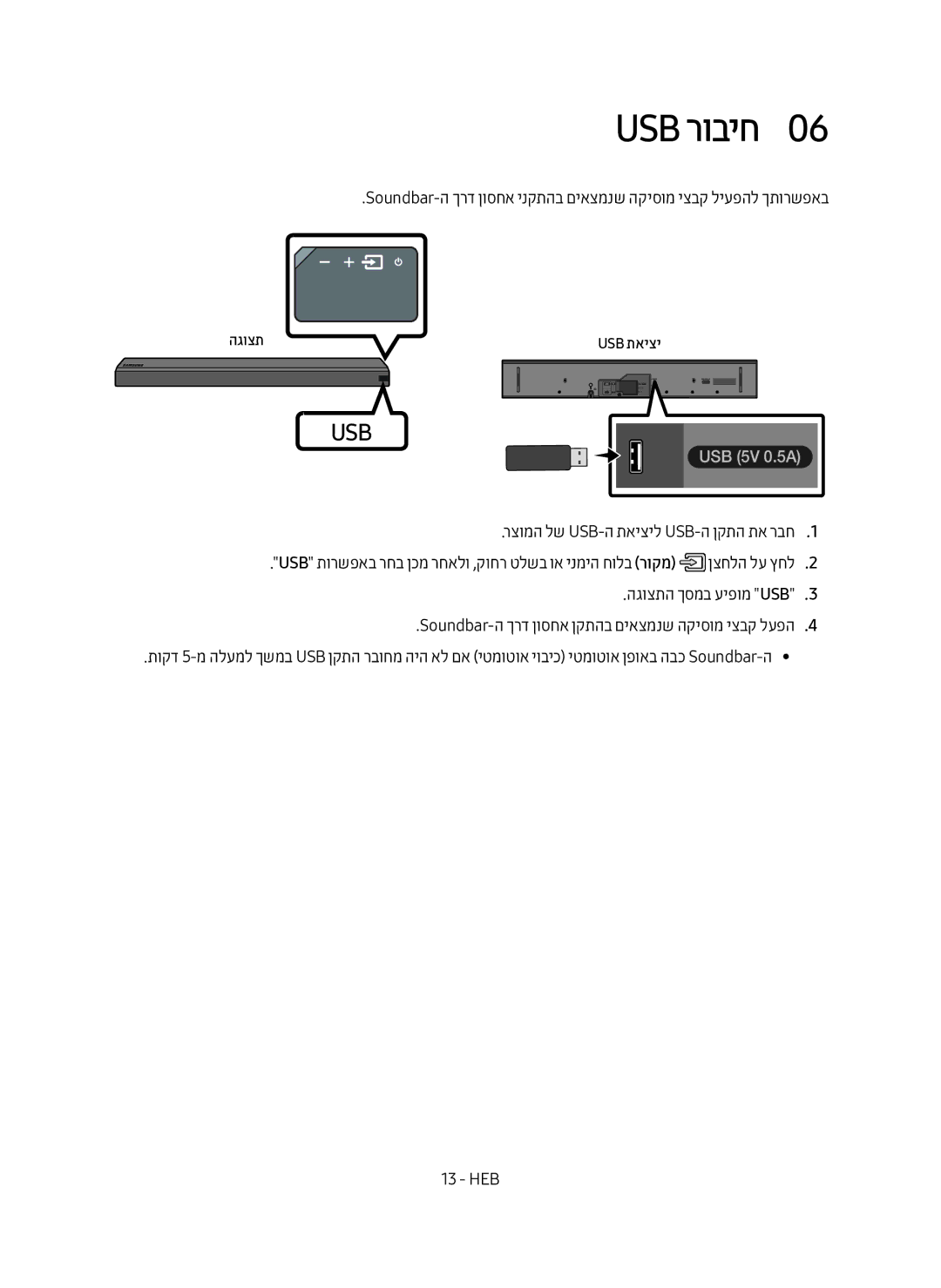 Samsung HW-MS550/SQ manual USB רוביח0, הגוצת 