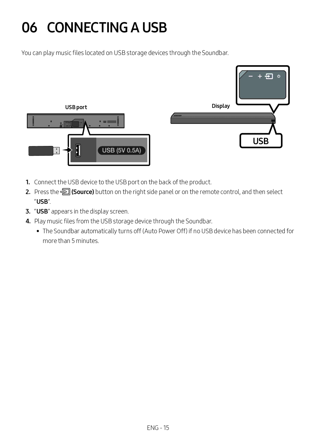 Samsung HW-MS550/XV manual Connecting a USB, USB port 