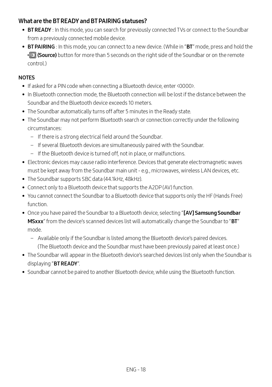 Samsung HW-MS550/XV manual What are the BT Ready and BT Pairing statuses? 