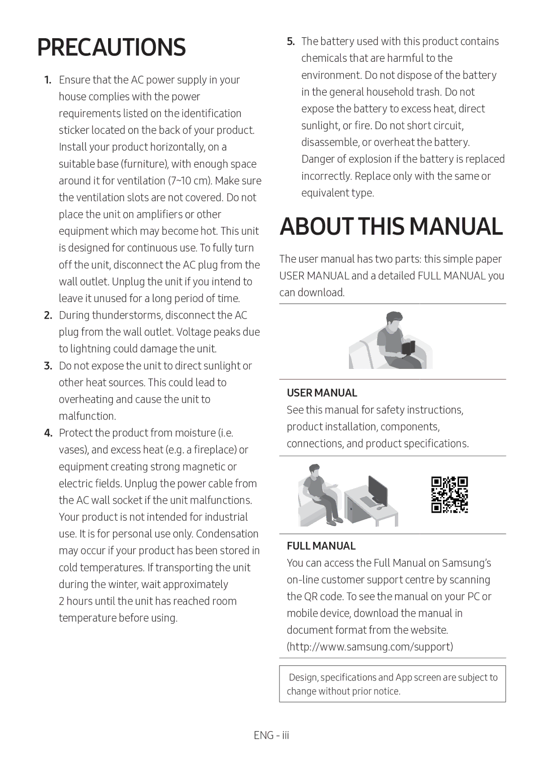 Samsung HW-MS550/XV manual Precautions, About this Manual 