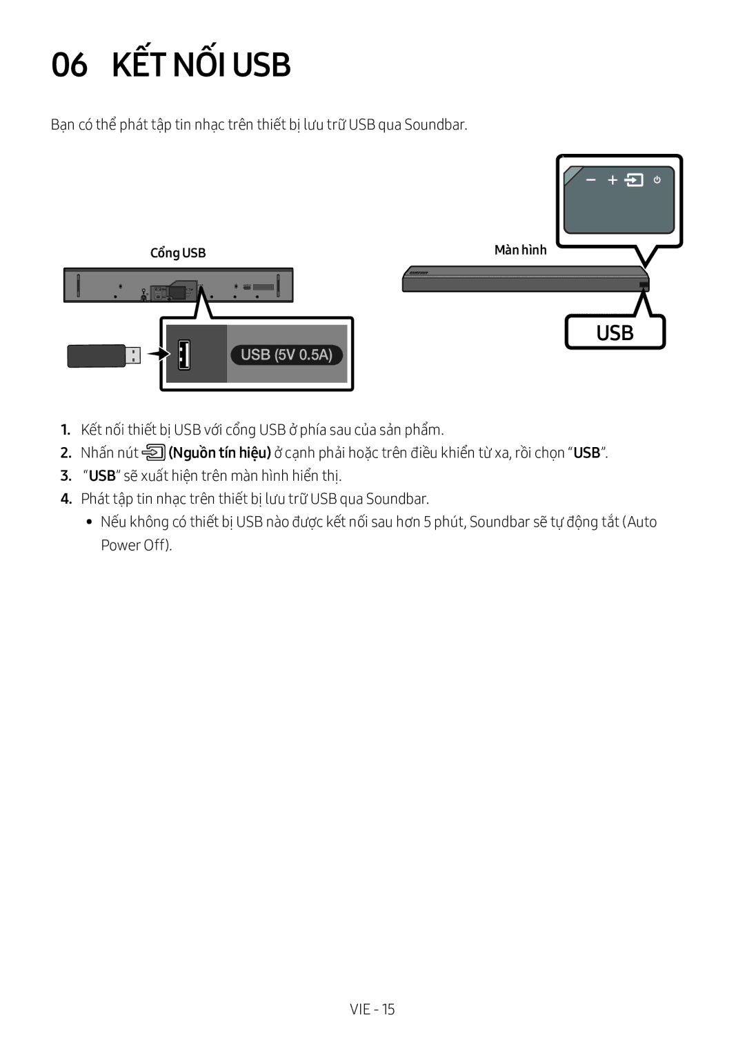 Samsung HW-MS550/XV manual 06 KẾT NỐI USB, Cổng USB 