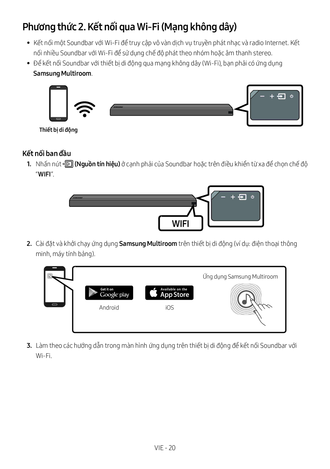 Samsung HW-MS550/XV manual Phương thức 2. Kết nối qua Wi-Fi Mạng không dây, Thiết bị di động 