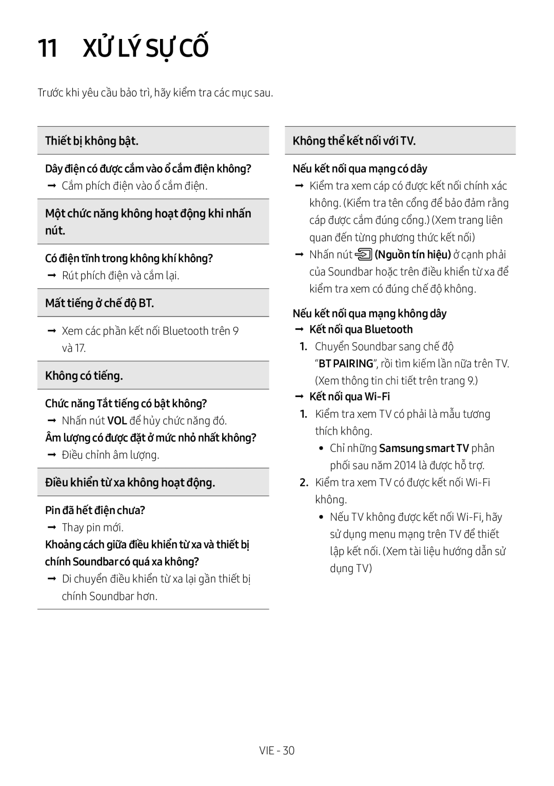 Samsung HW-MS550/XV manual 11 XƯ LY SỰ CÔ 