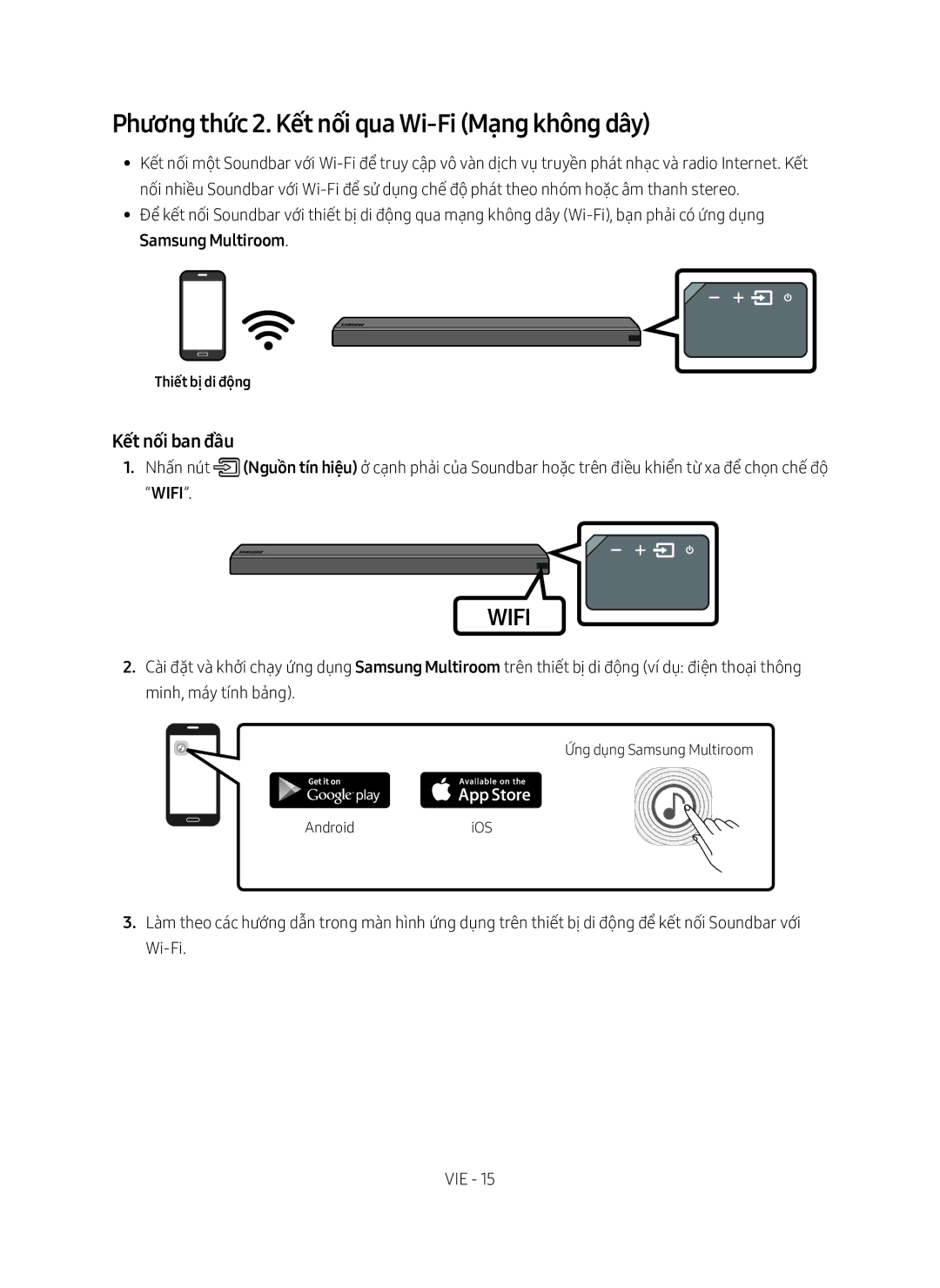 Samsung HW-MS550/XV manual Phương thức 2. Kết nối qua Wi-Fi Mạng không dây 