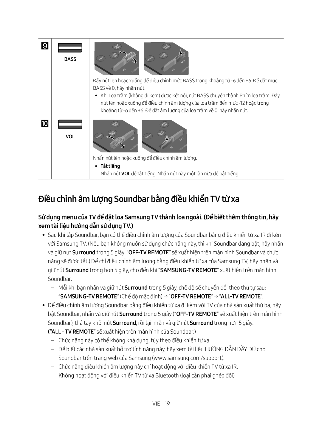 Samsung HW-MS550/XV manual Điều chỉnh âm lượng Soundbar bằng điều khiển TV từ xa 