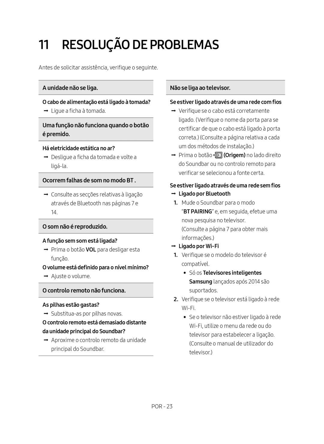 Samsung HW-MS550/ZF manual Resolução DE Problemas 