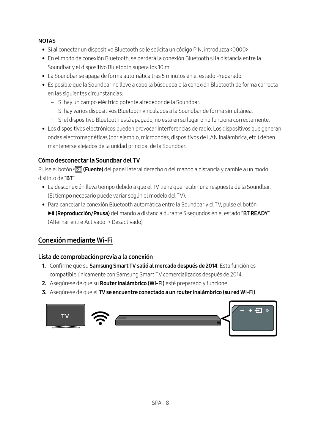 Samsung HW-MS550/ZF manual Conexión mediante Wi-Fi, Cómo desconectar la Soundbar del TV 