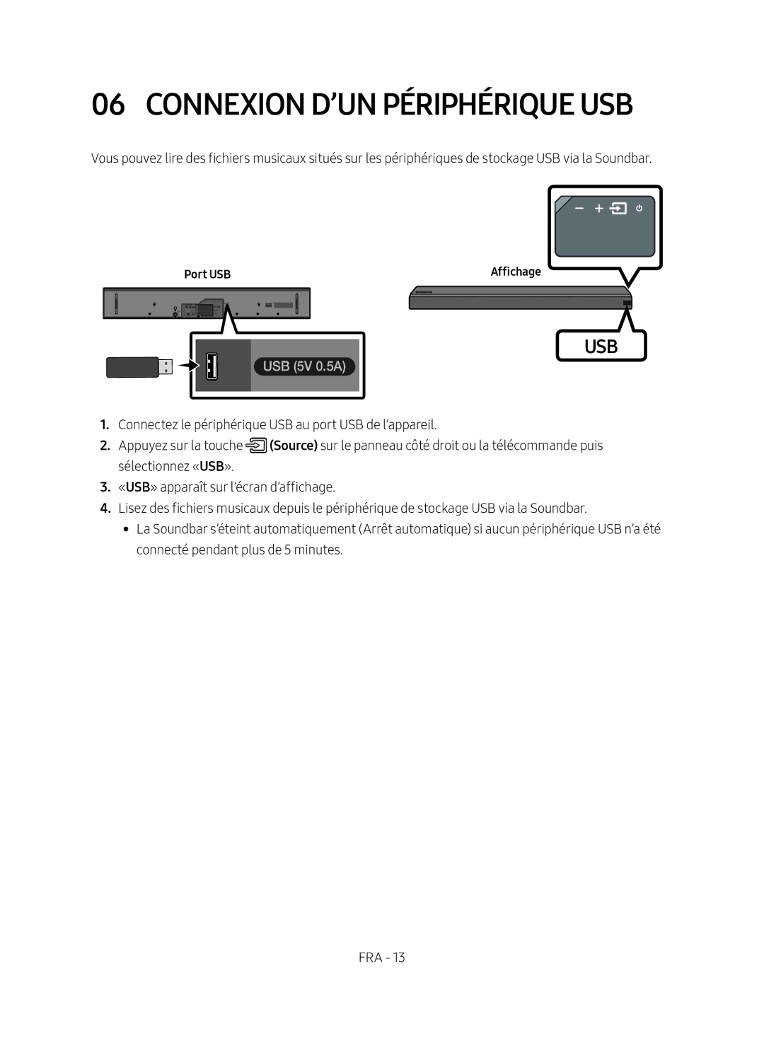 Samsung HW-MS550/ZF manual Connexion D’UN Périphérique USB, Port USB 