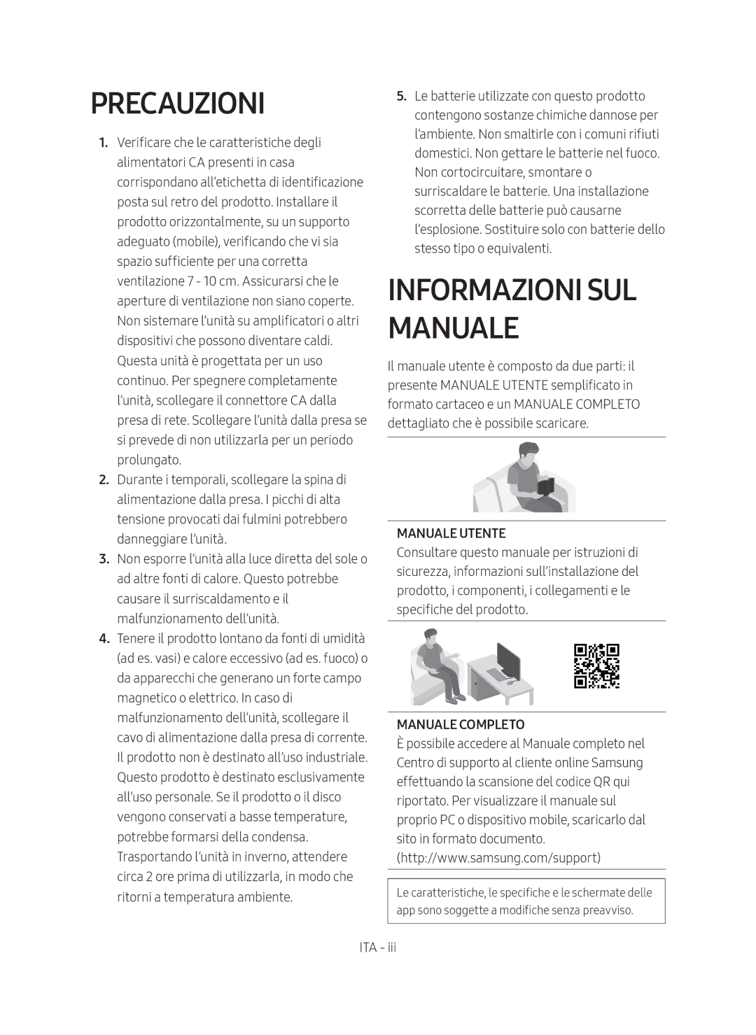 Samsung HW-MS550/ZF manual Precauzioni, Informazioni SUL Manuale 