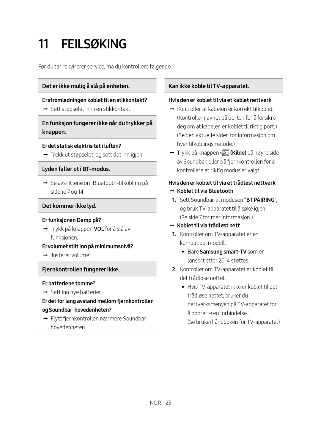 Samsung HW-MS560/XE manual Feilsøking 