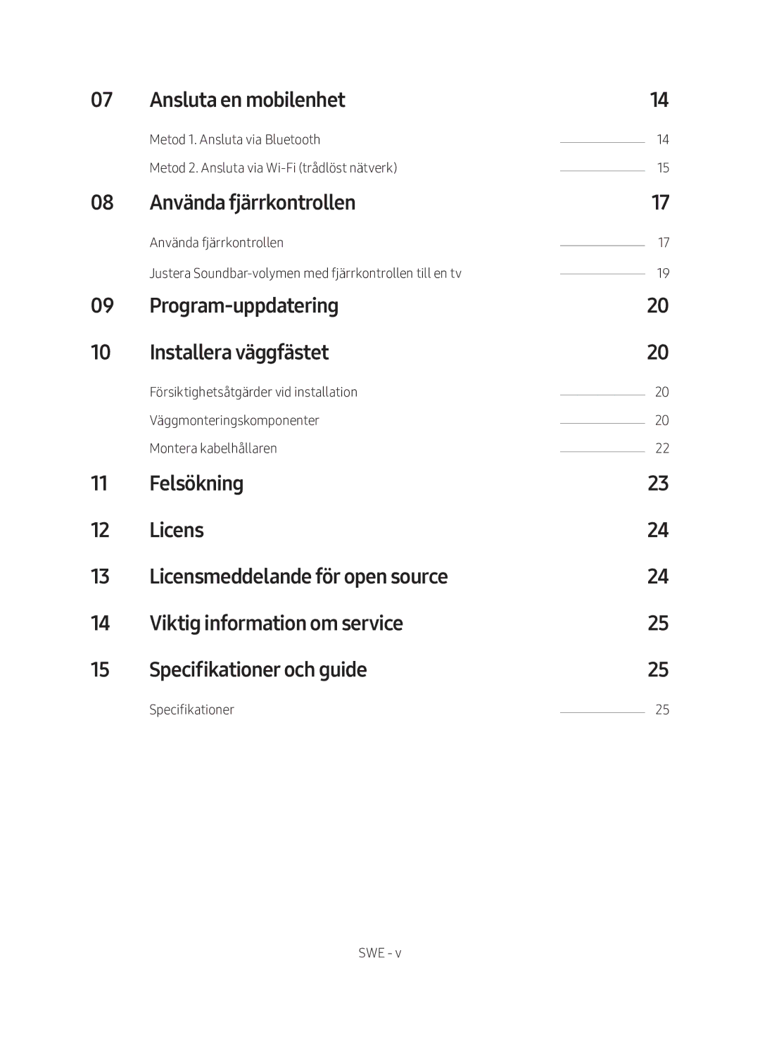 Samsung HW-MS560/XE manual Ansluta en mobilenhet, Använda fjärrkontrollen, Program-uppdatering Installera väggfästet 