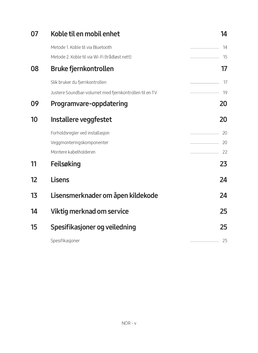 Samsung HW-MS560/XE manual Koble til en mobil enhet, Bruke fjernkontrollen, Programvare-oppdatering Installere veggfestet 