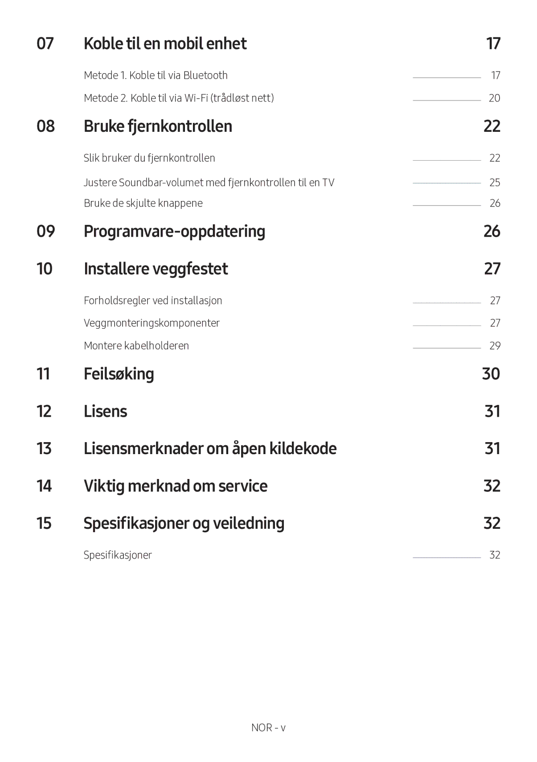 Samsung HW-MS560/XE manual Koble til en mobil enhet, Bruke fjernkontrollen, Programvare-oppdatering Installere veggfestet 