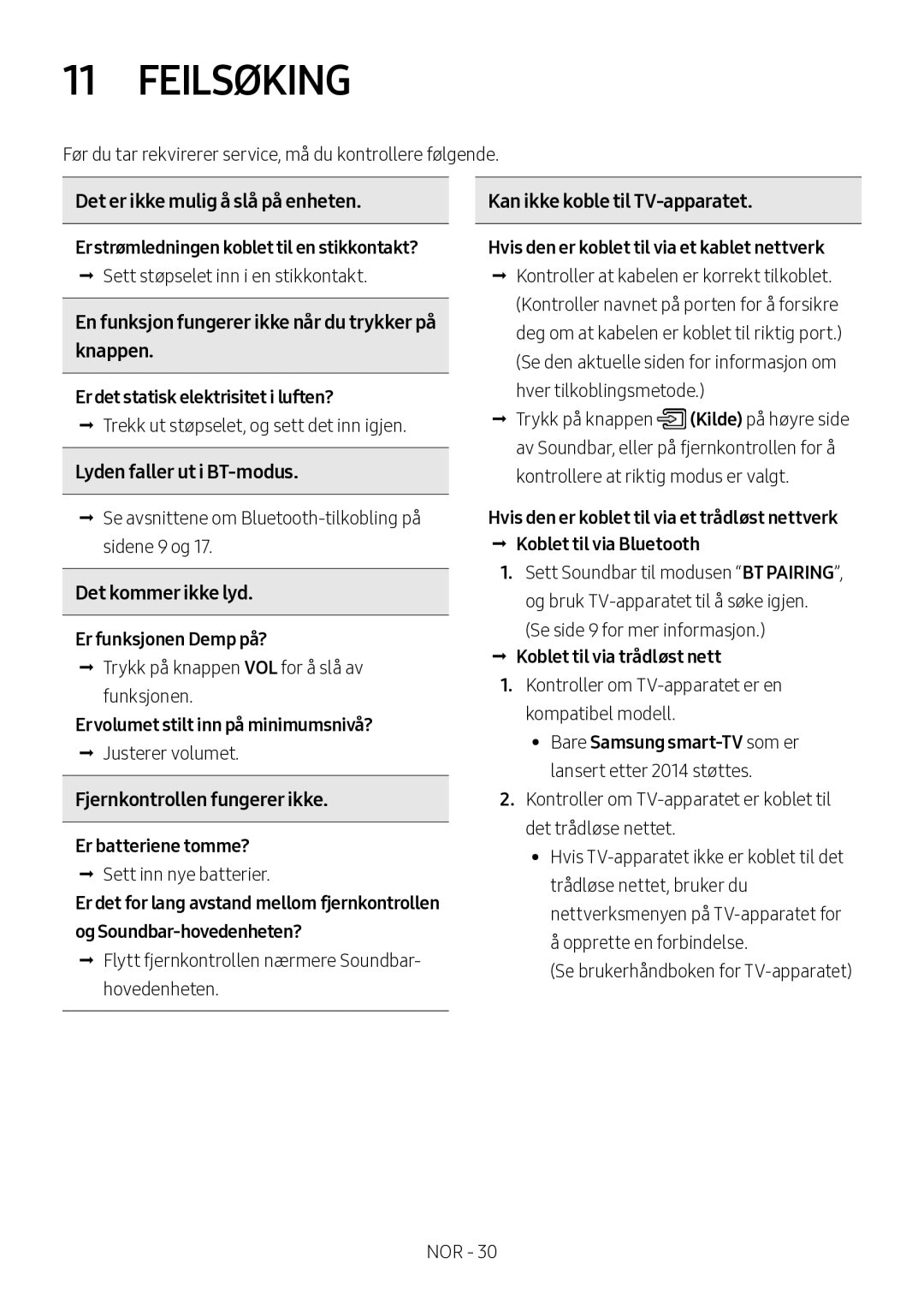 Samsung HW-MS560/XE manual Feilsøking 