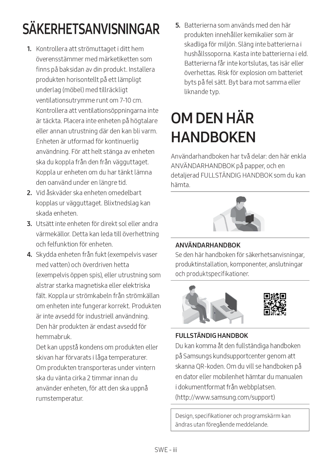 Samsung HW-MS560/XE manual OM DEN HÄR Handboken, Säkerhetsanvisningar 