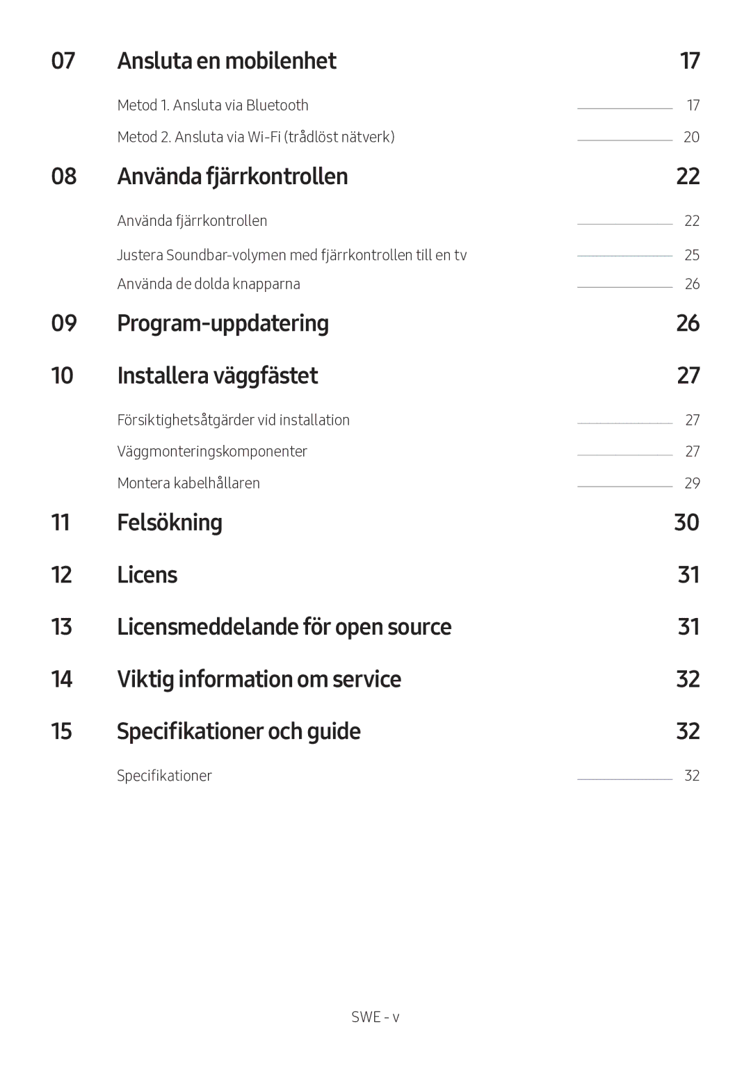 Samsung HW-MS560/XE manual Ansluta en mobilenhet, Använda fjärrkontrollen, Program-uppdatering Installera väggfästet 