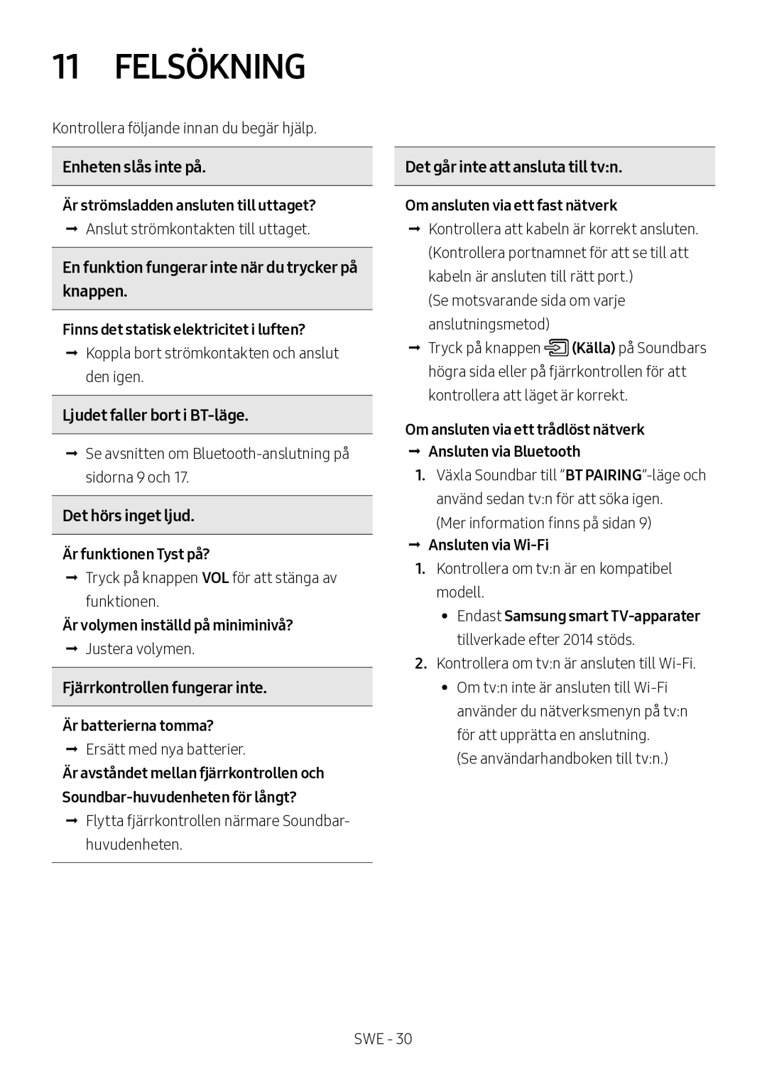 Samsung HW-MS560/XE manual Felsökning 