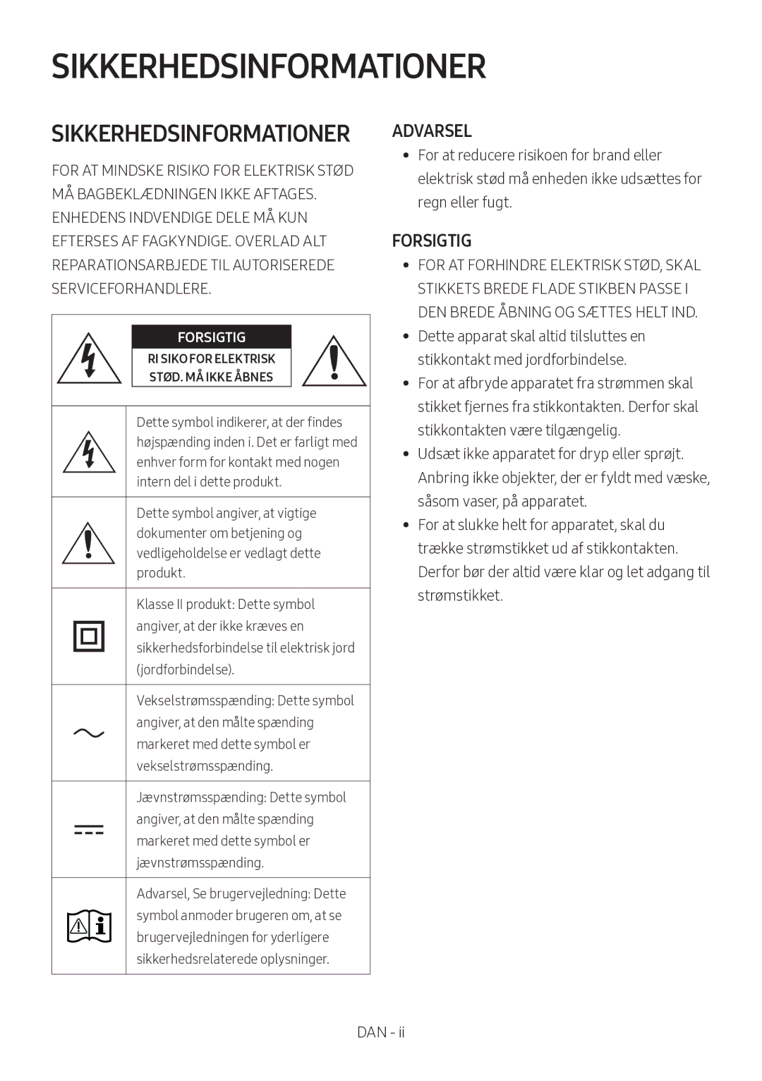 Samsung HW-MS560/XE manual Sikkerhedsinformationer 