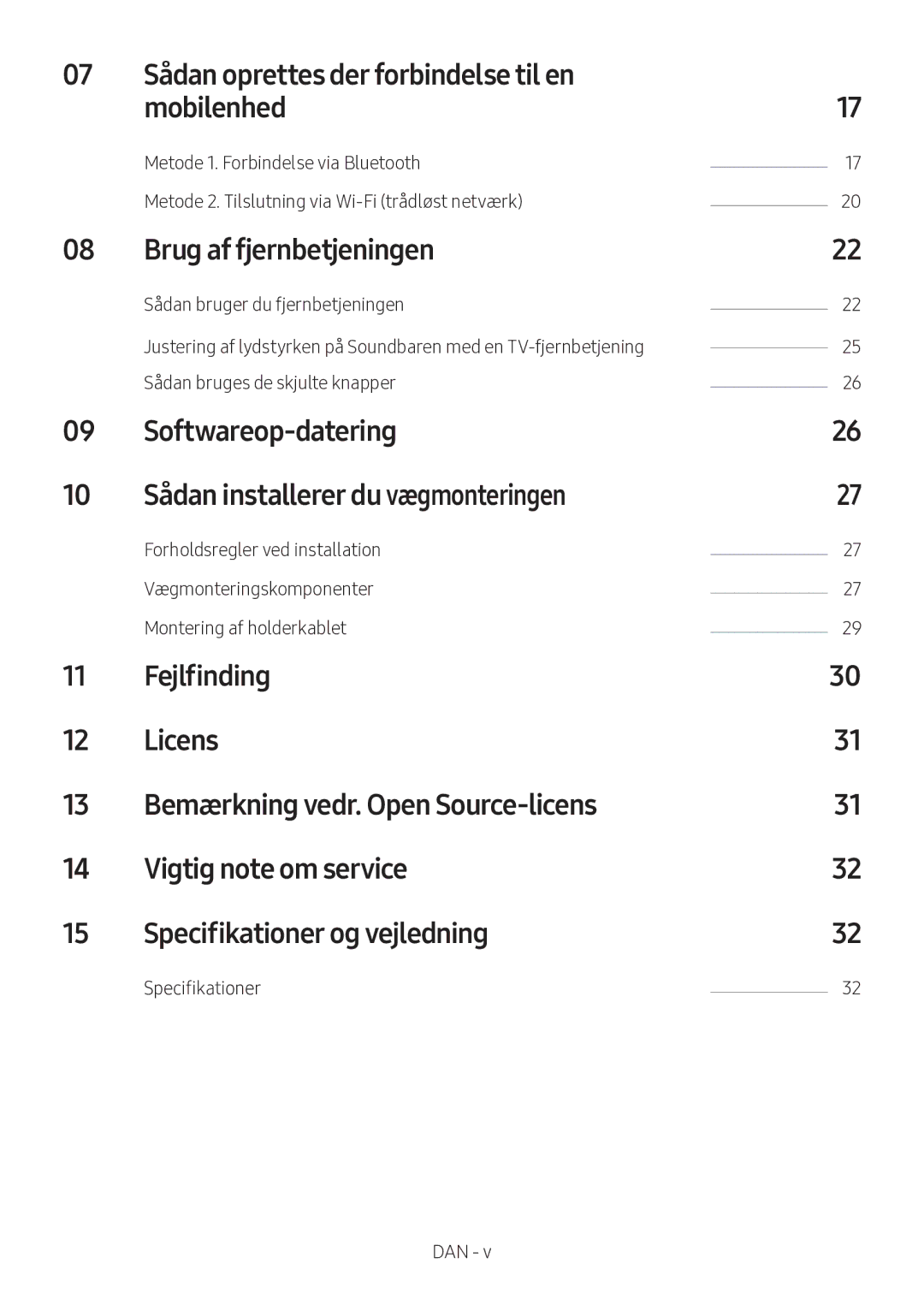 Samsung HW-MS560/XE manual Sådan oprettes der forbindelse til en Mobilenhed, Brug af fjernbetjeningen, Specifikationer 