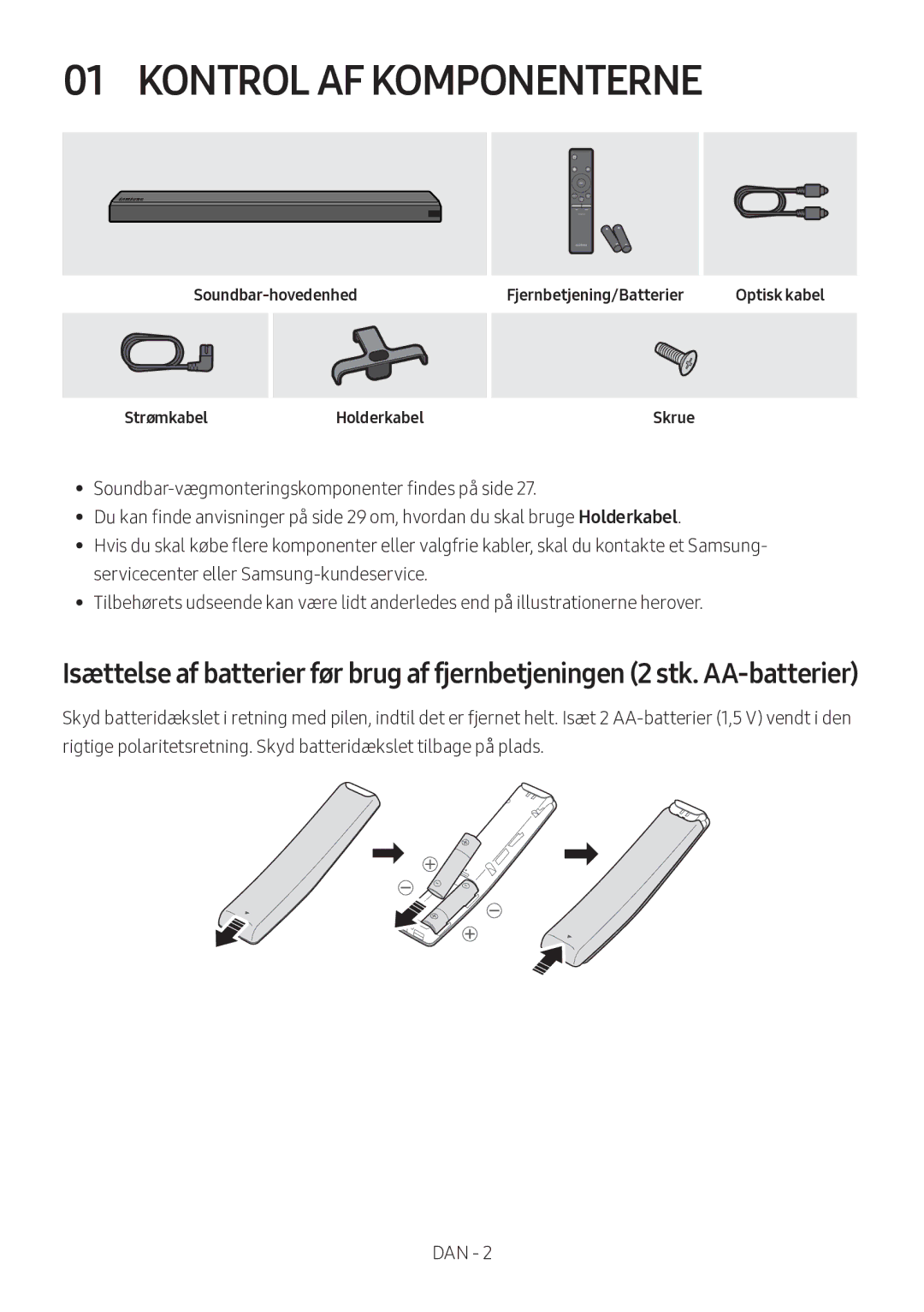 Samsung HW-MS560/XE manual Kontrol AF Komponenterne, Skrue 