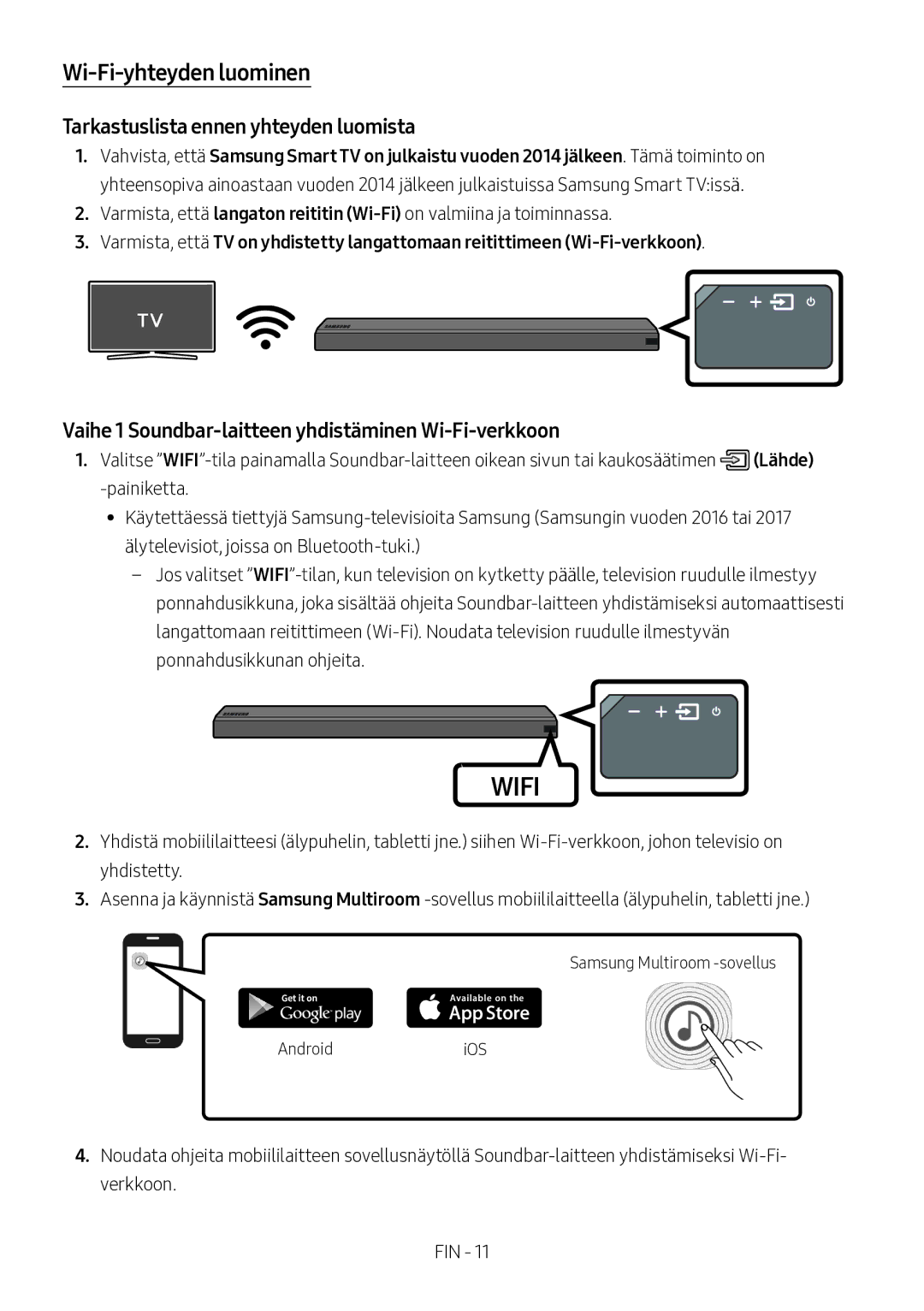 Samsung HW-MS560/XE manual Wi-Fi-yhteyden luominen, Tarkastuslista ennen yhteyden luomista 