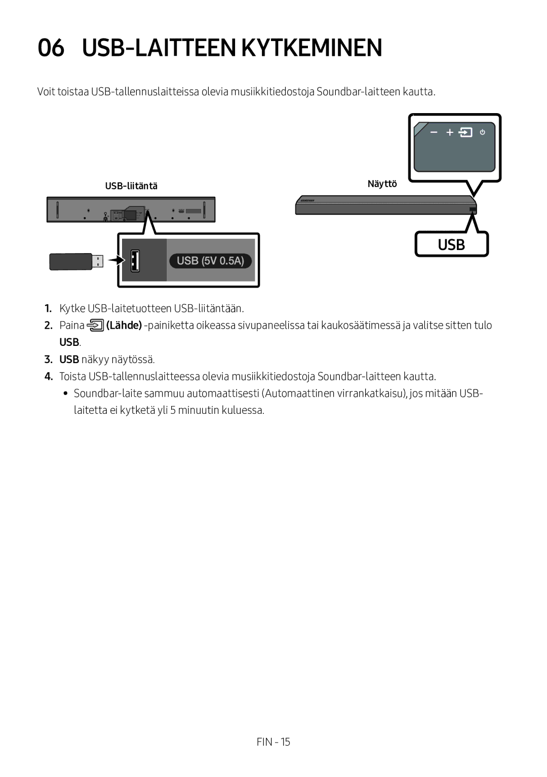 Samsung HW-MS560/XE manual USB-LAITTEEN Kytkeminen, USB-liitäntä 