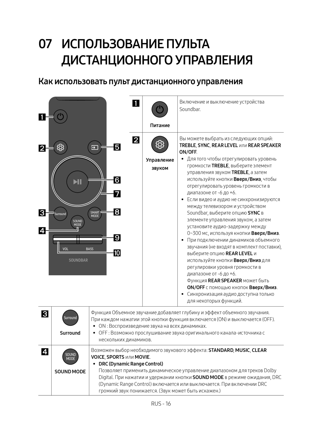 Samsung HW-MS6500/RU Использование пульта, Дистанционного управления, Как использовать пульт дистанционного управления 