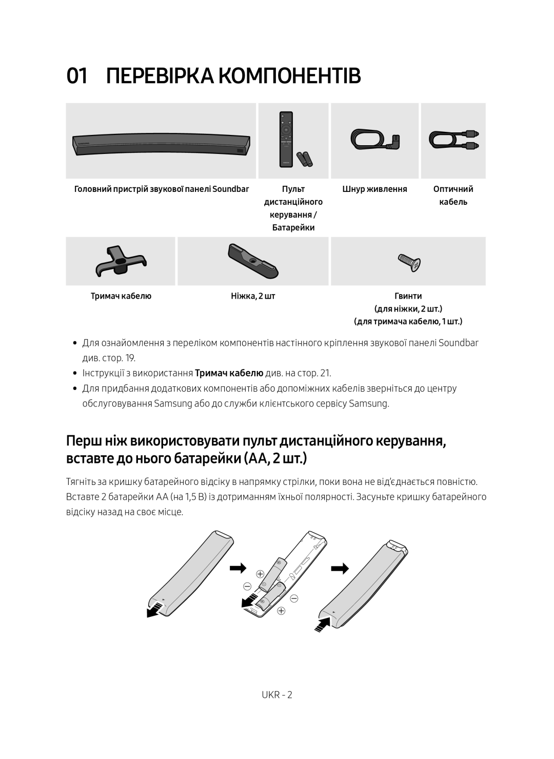 Samsung HW-MS6501/RU, HW-MS6500/RU manual 01 Перевірка компонентів, Тримач кабелю 