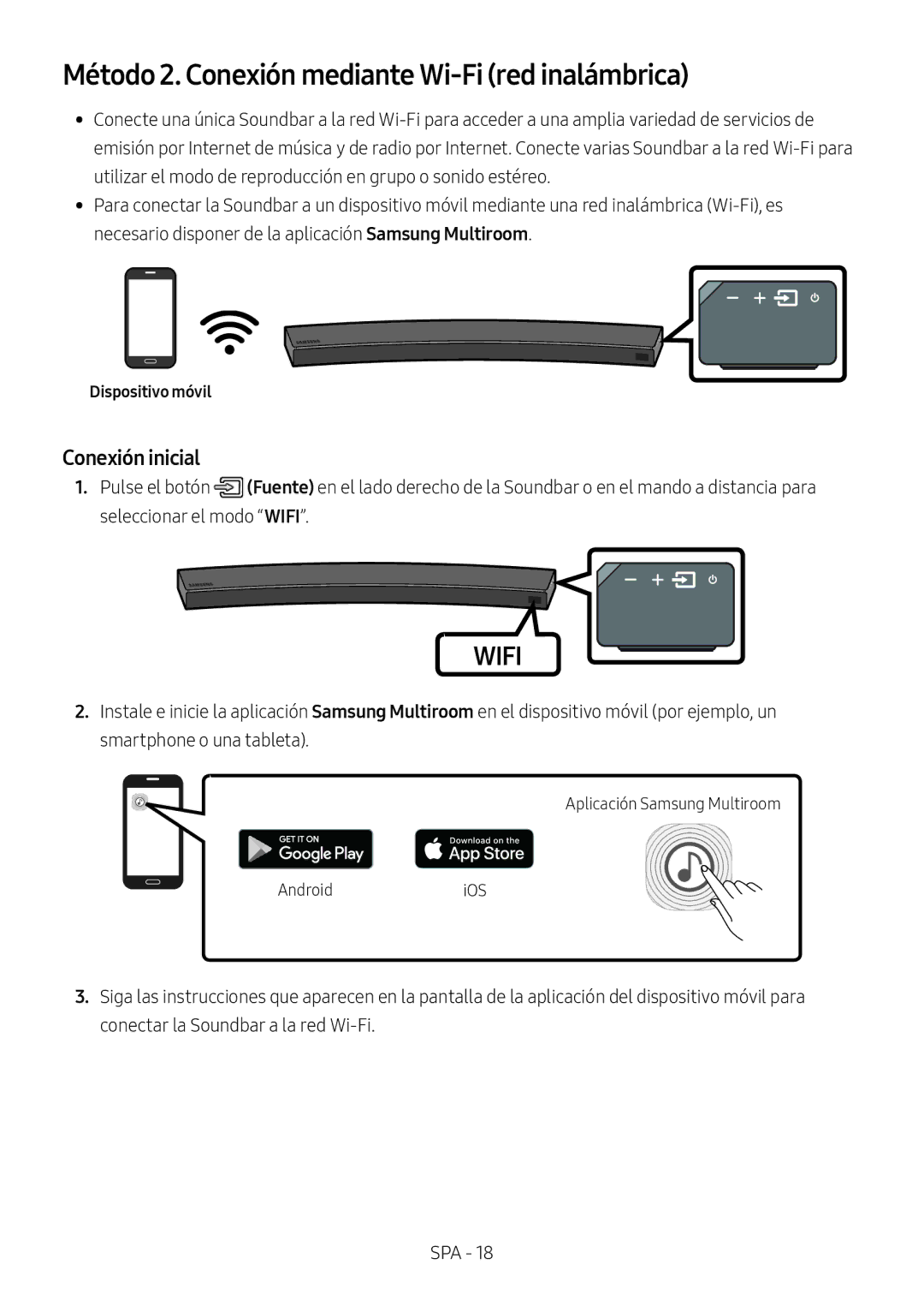 Samsung HW-MS6510/XE, HW-MS6501/EN, HW-MS6500/ZG manual Método 2. Conexión mediante Wi-Fi red inalámbrica, Dispositivo móvil 