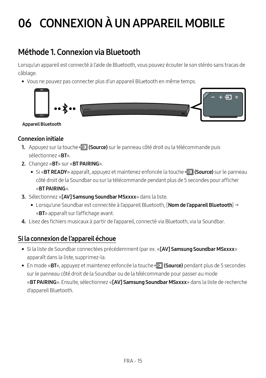 Samsung HW-MS6501/ZG, HW-MS6501/EN Connexion À UN Appareil Mobile, Méthode 1. Connexion via Bluetooth, Appareil Bluetooth 