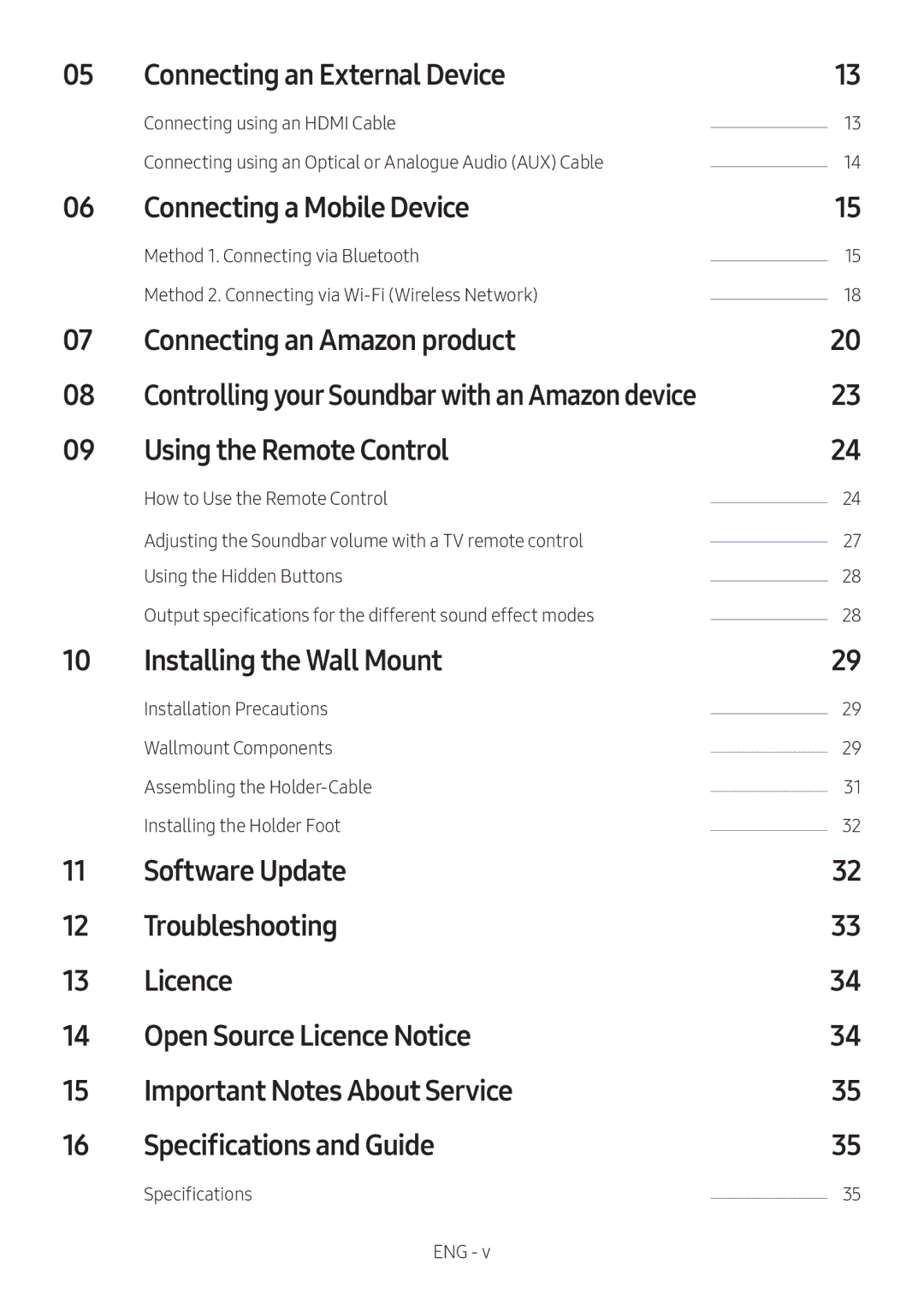 Samsung HW-MS6500/ZF, HW-MS6501/EN Connecting an External Device, Connecting a Mobile Device, Connecting an Amazon product 