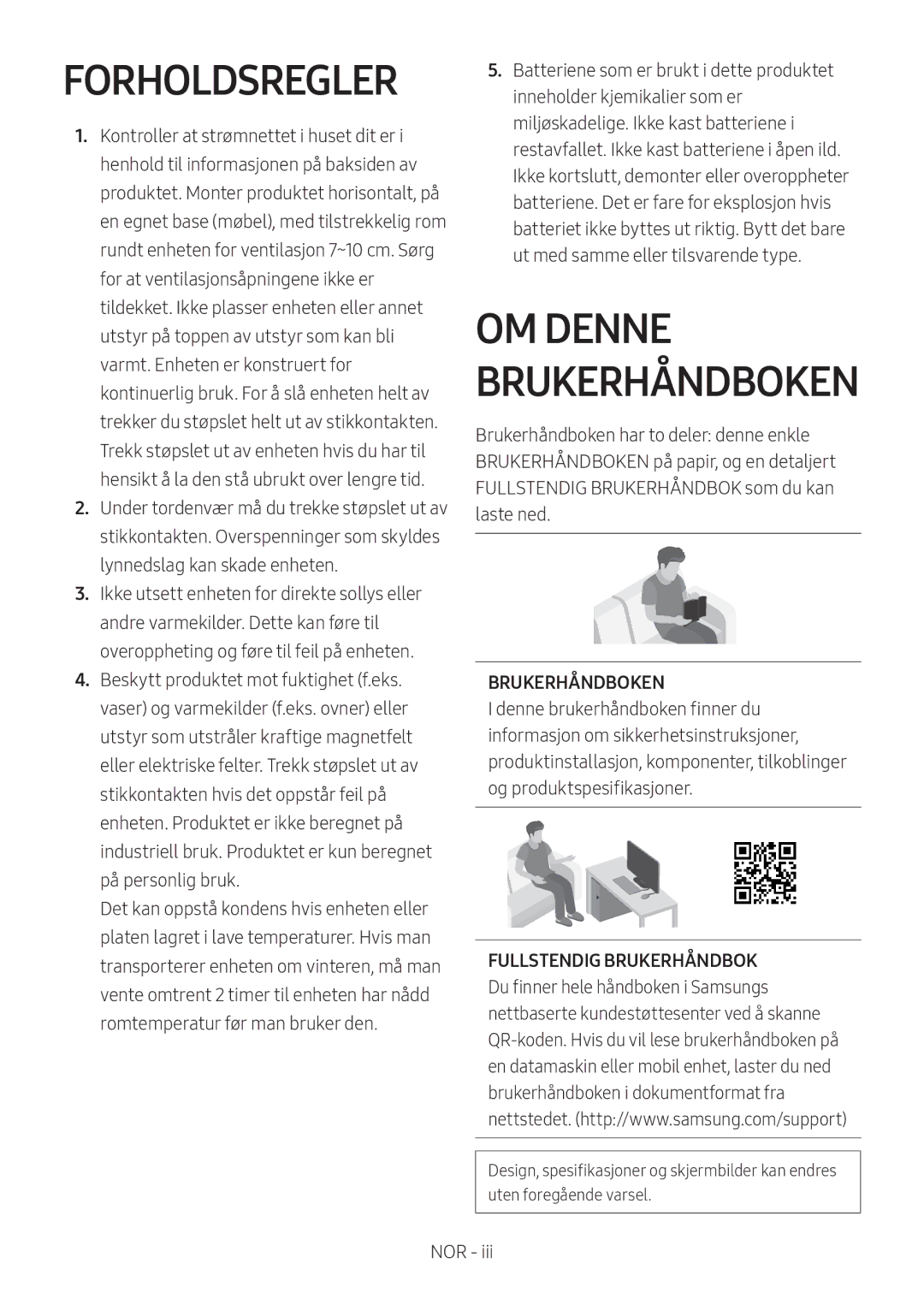 Samsung HW-MS6511/XE, HW-MS6501/EN, HW-MS6500/ZG, HW-MS6500/EN, HW-MS6501/ZG, HW-MS6501/ZF manual OM Denne Brukerhåndboken 