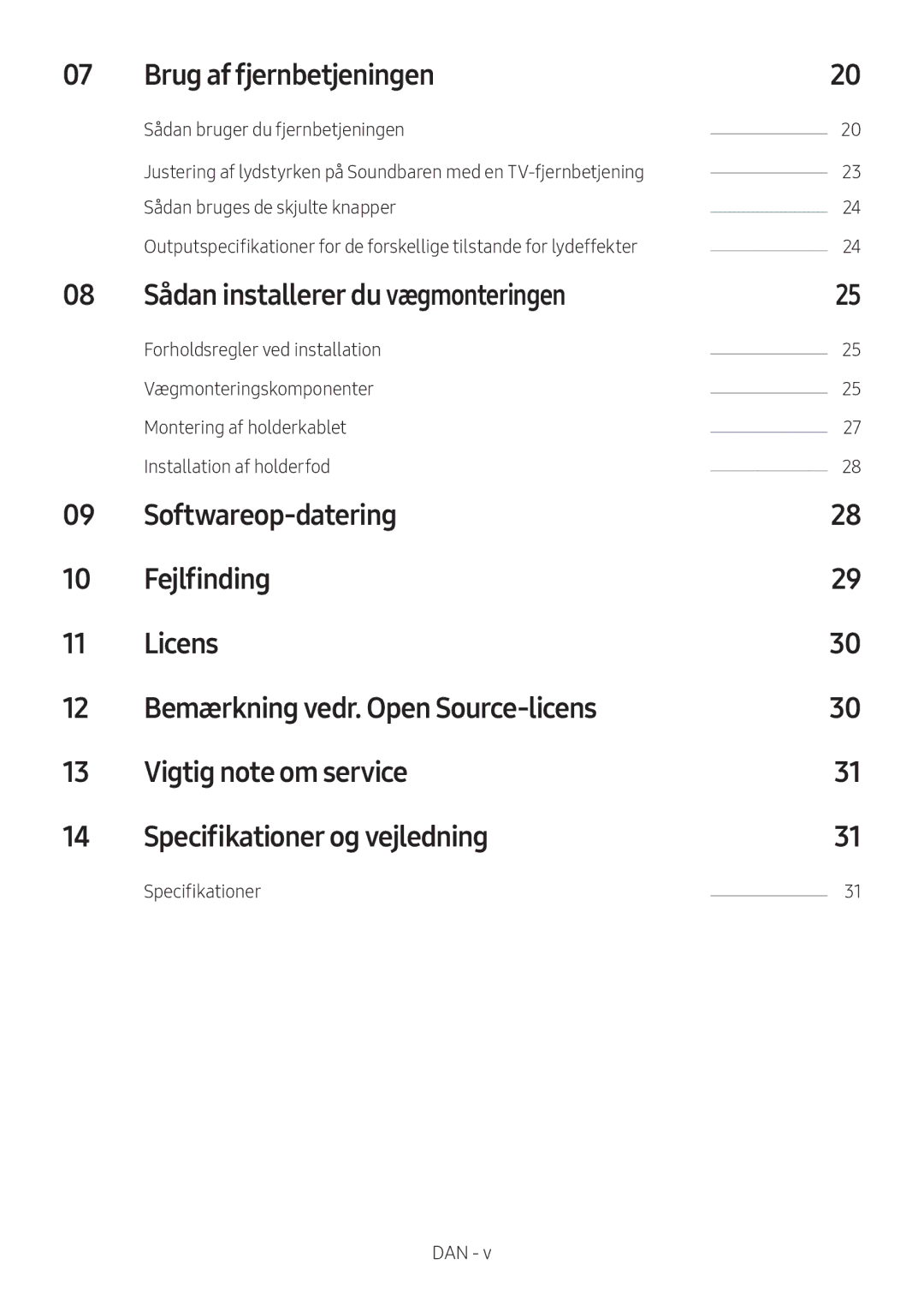 Samsung HW-MS6500/ZG, HW-MS6501/EN manual Brug af fjernbetjeningen, Sådan installerer du vægmonteringen, Specifikationer 