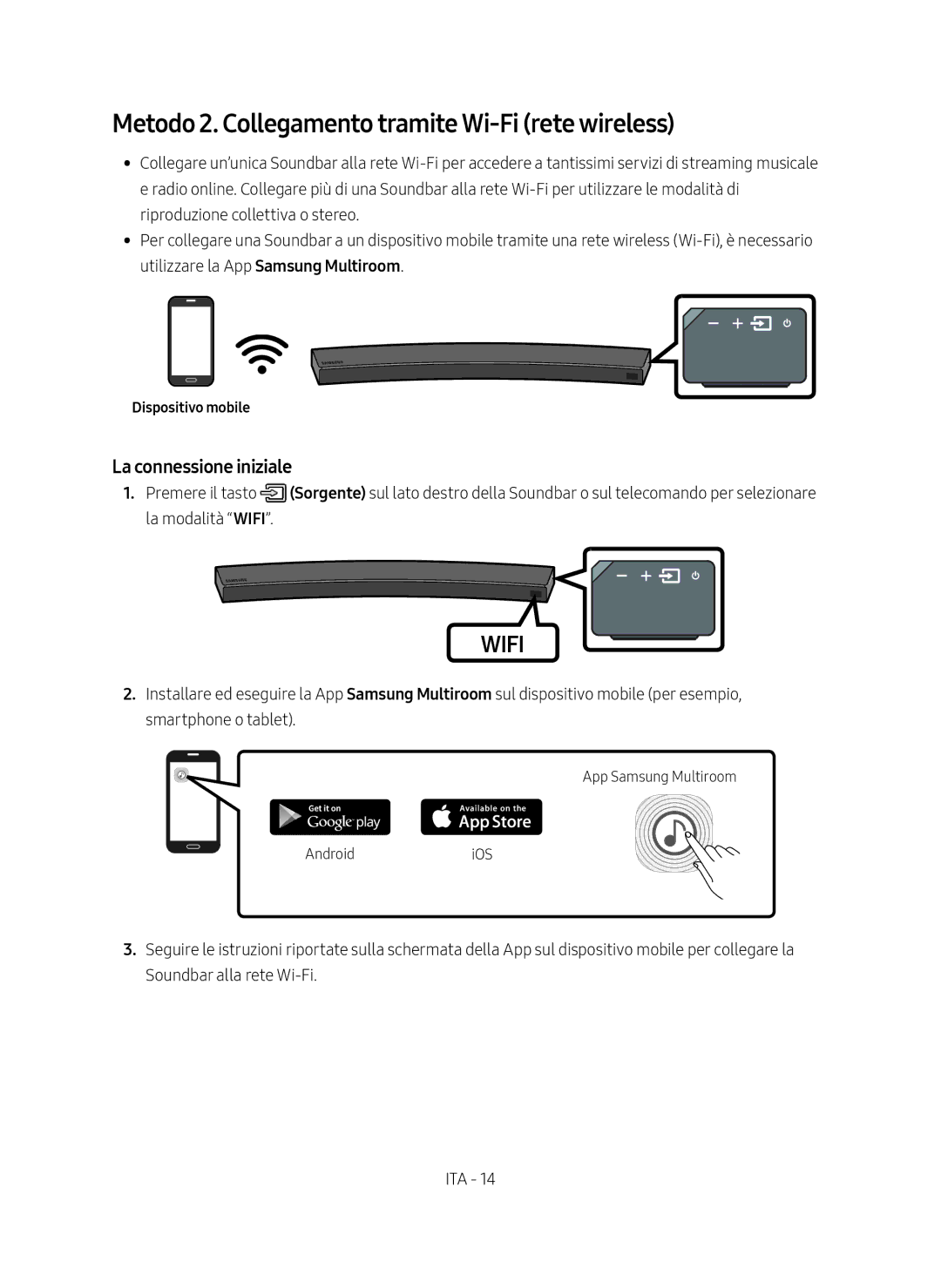 Samsung HW-MS6501/EN, HW-MS6500/ZG, HW-MS6500/EN Metodo 2. Collegamento tramite Wi-Fi rete wireless, Dispositivo mobile 