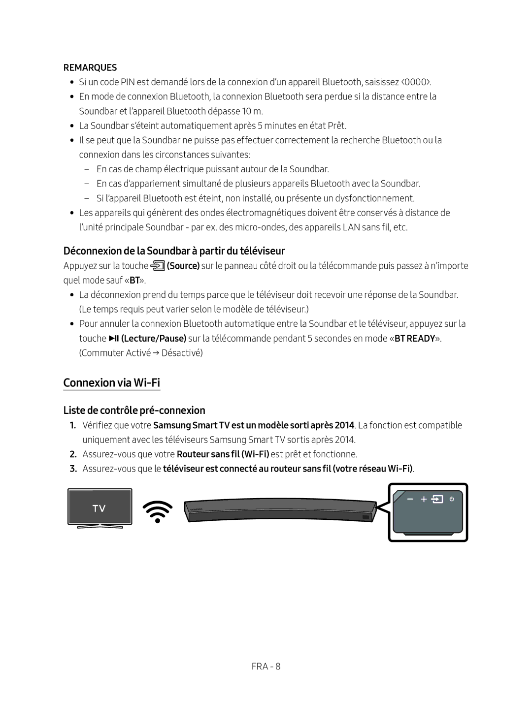 Samsung HW-MS6501/EN, HW-MS6500/ZG, HW-MS6500/EN Connexion via Wi-Fi, Déconnexion de la Soundbar à partir du téléviseur 