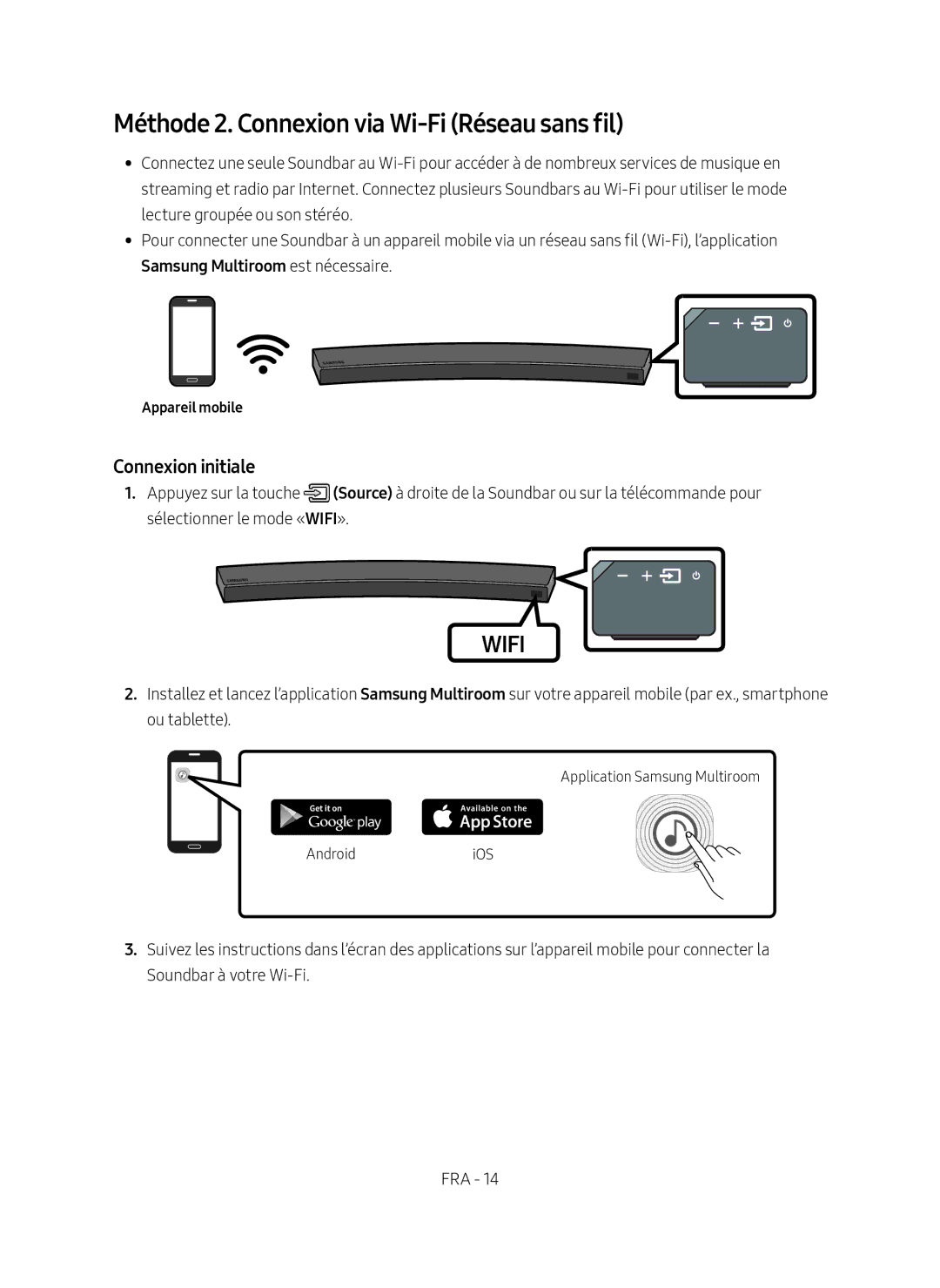 Samsung HW-MS6500/EN, HW-MS6501/EN, HW-MS6500/ZG manual Méthode 2. Connexion via Wi-Fi Réseau sans fil, Appareil mobile 