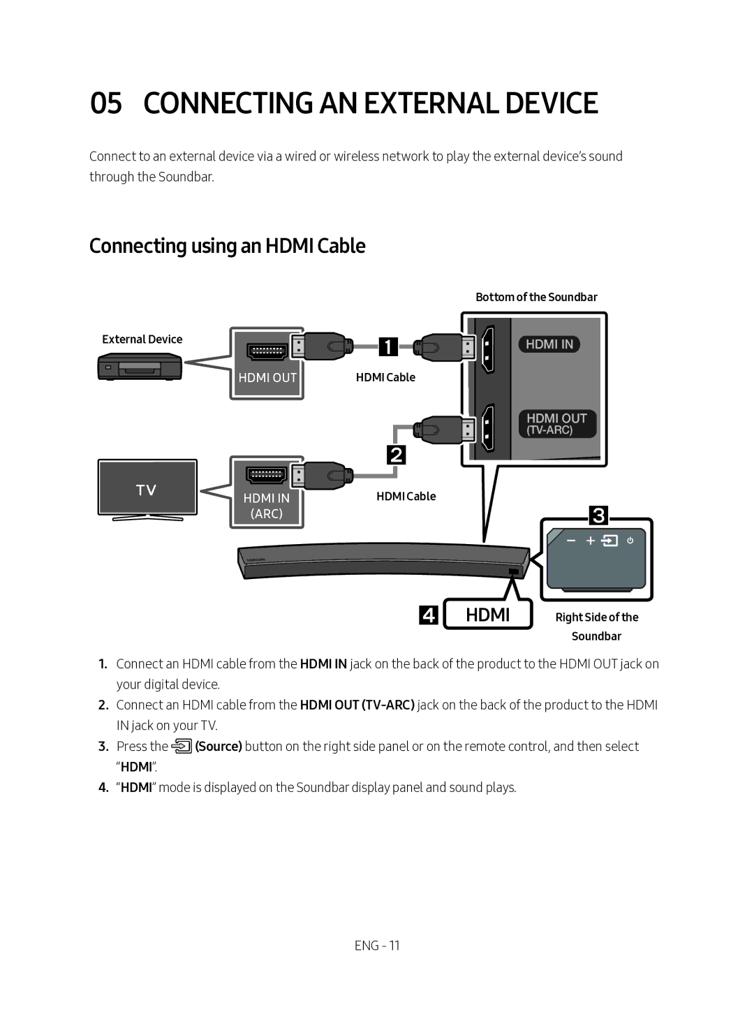 Samsung HW-MS6501/SQ manual Connecting an External Device 