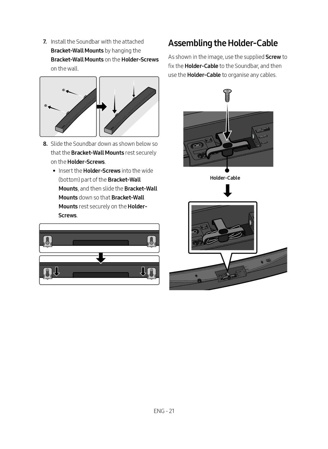 Samsung HW-MS6501/SQ manual Assembling the Holder-Cable 