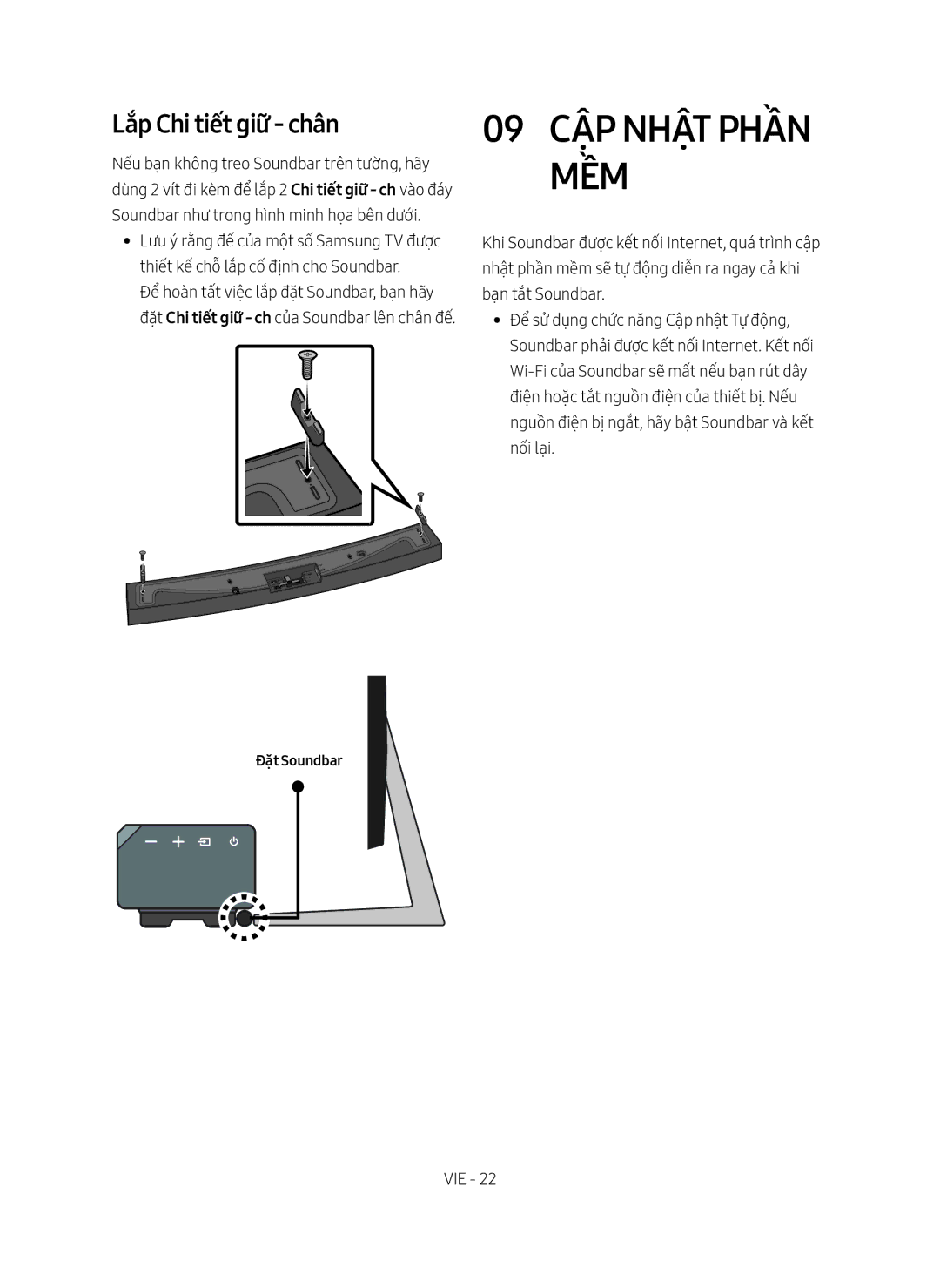 Samsung HW-MS6501/XV manual 09 Cập Nhật Phần Mềm, Lắp Chi tiết giữ chân 