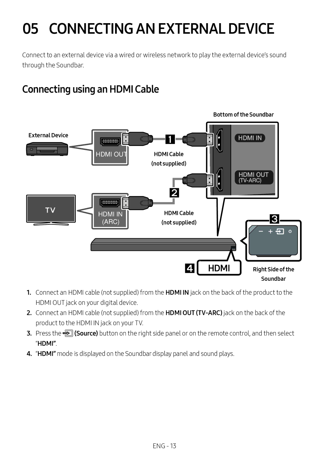 Samsung HW-MS650/ZG, HW-MS650/EN, HW-MS651/ZG, HW-MS651/EN, HW-MS651/ZF, HW-MS650/ZF, HW-MS660/XE, HW-MS661/XE manual  Hdmi 