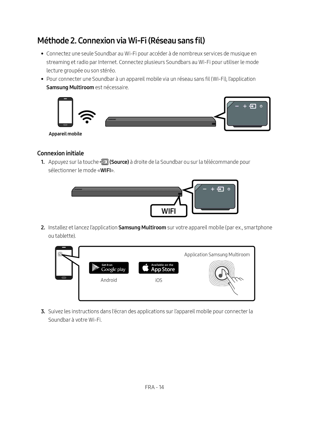 Samsung HW-MS651/ZG, HW-MS650/EN, HW-MS650/ZG, HW-MS651/EN Méthode 2. Connexion via Wi-Fi Réseau sans fil, Appareil mobile 