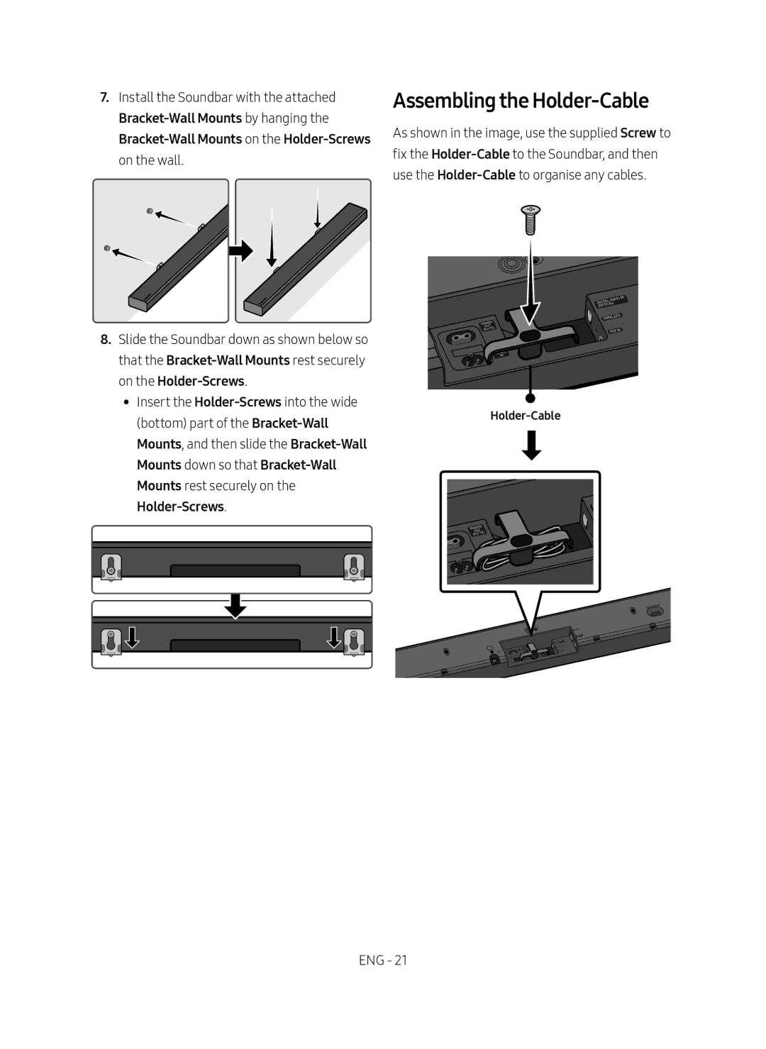 Samsung HW-MS651/XV, HW-MS650/XV manual Assembling the Holder-Cable 