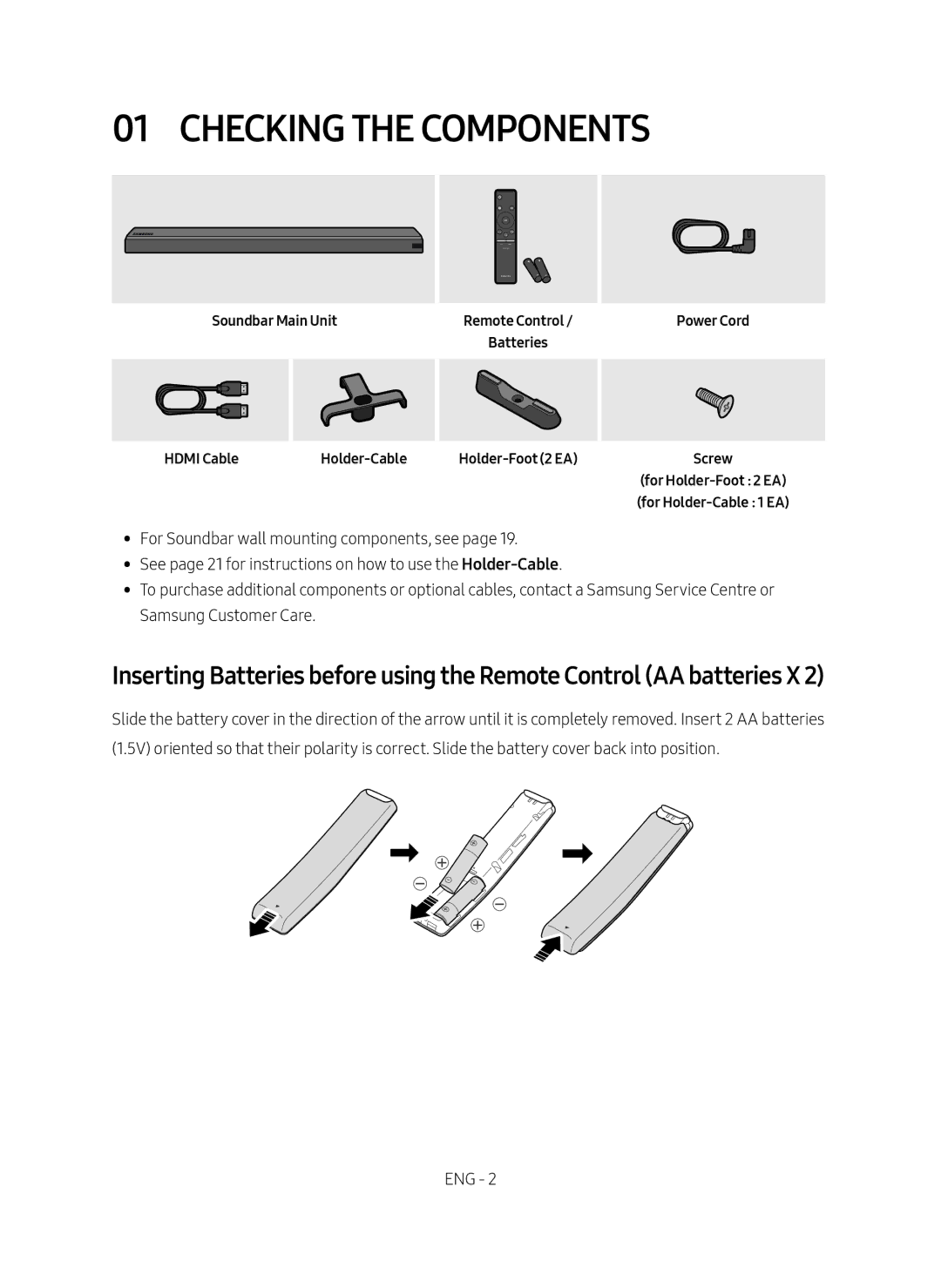 Samsung HW-MS650/XV, HW-MS651/XV manual Checking the Components 