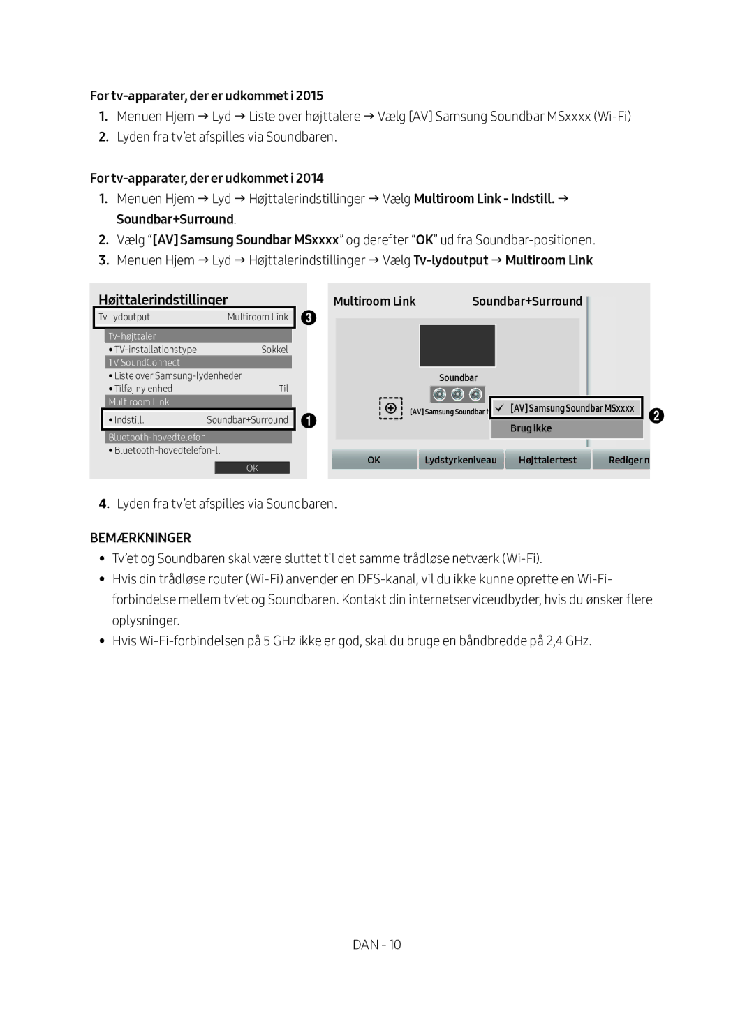 Samsung HW-MS6510/XE, HW-MS6511/XE manual Højttalerindstillinger 